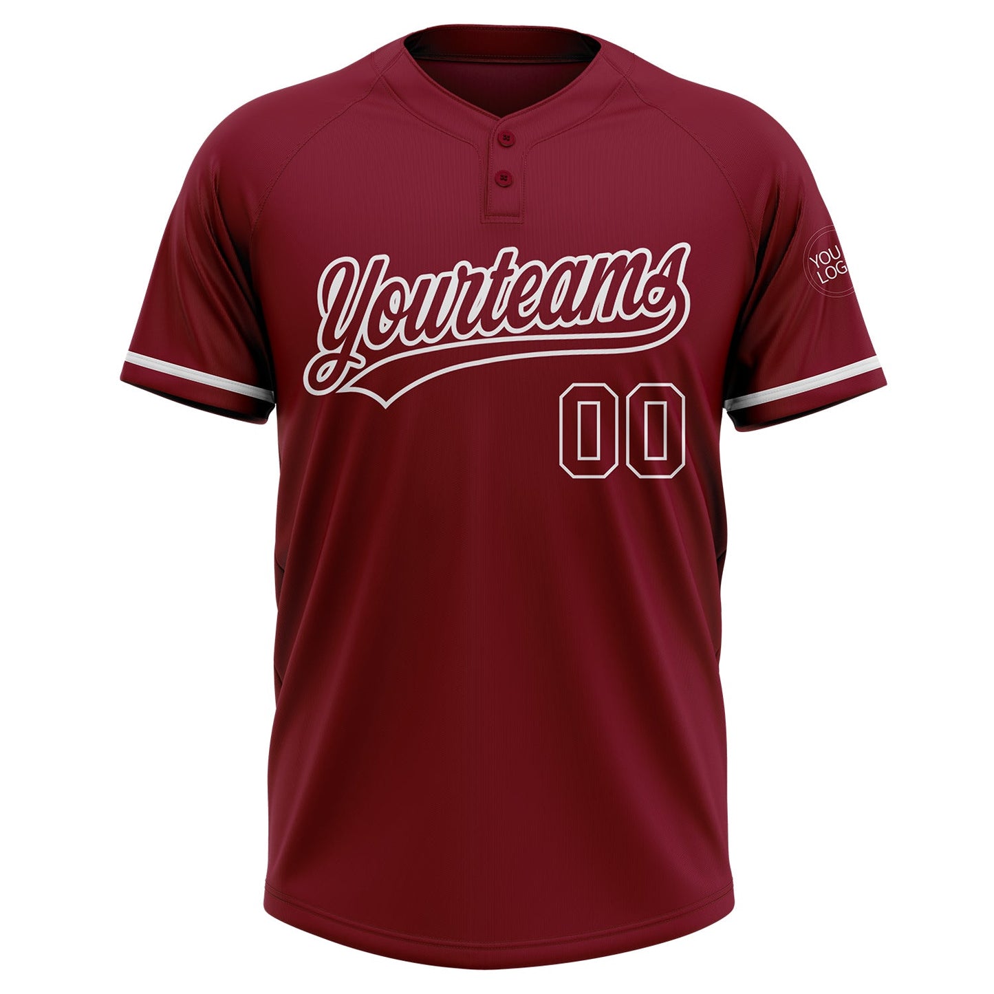 Custom Crimson White Two-Button Unisex Softball Jersey view 2