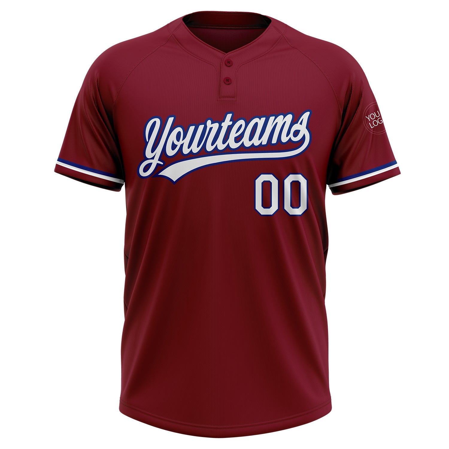 Custom Crimson White-Royal Two-Button Unisex Softball Jersey view 2
