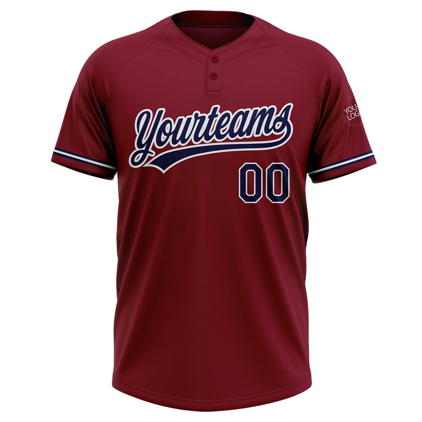Custom Crimson Navy-White Two-Button Unisex Softball Jersey view 2