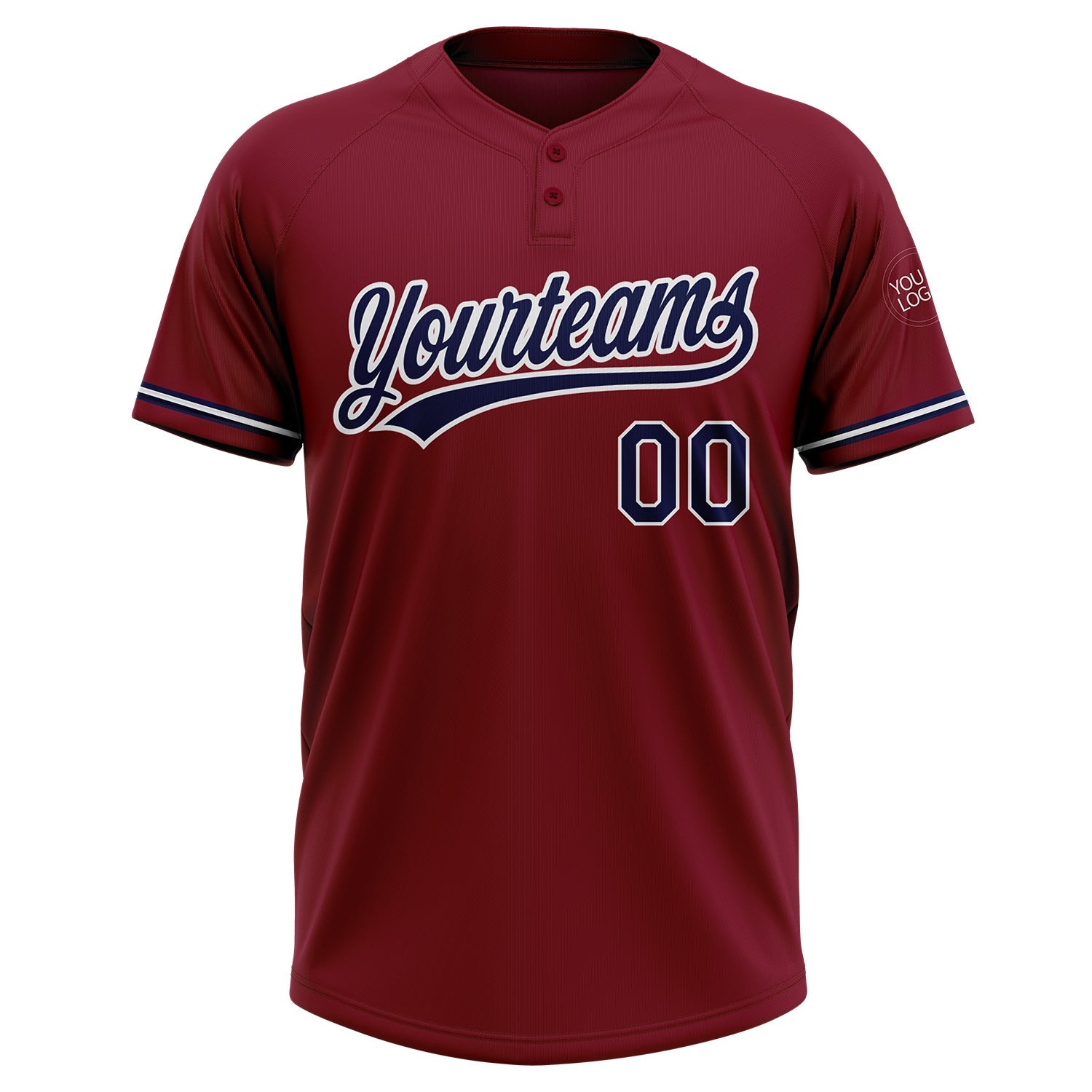 Custom Crimson Navy-White Two-Button Unisex Softball Jersey view 2