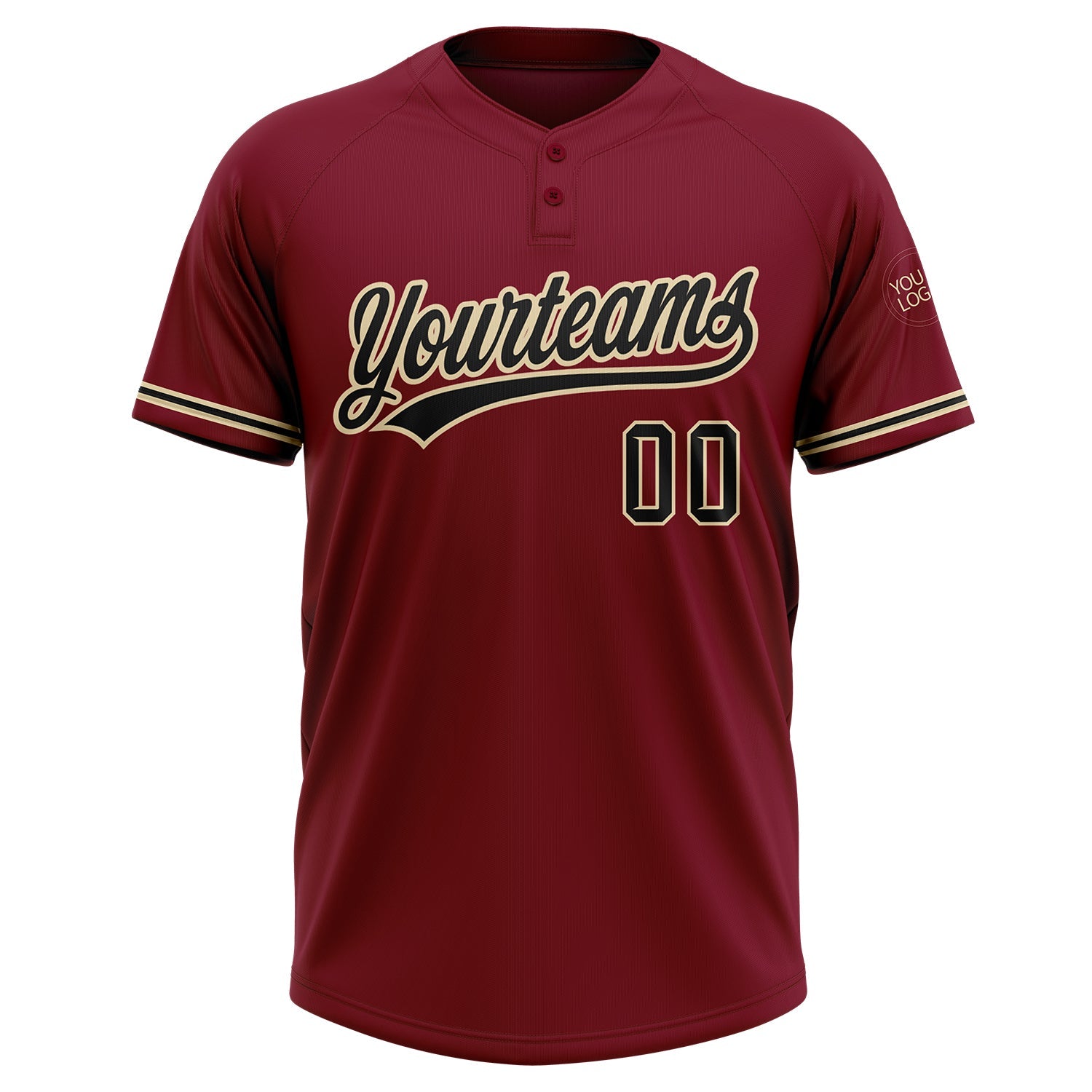 Custom Crimson Black-City Cream Two-Button Unisex Softball Jersey view 2