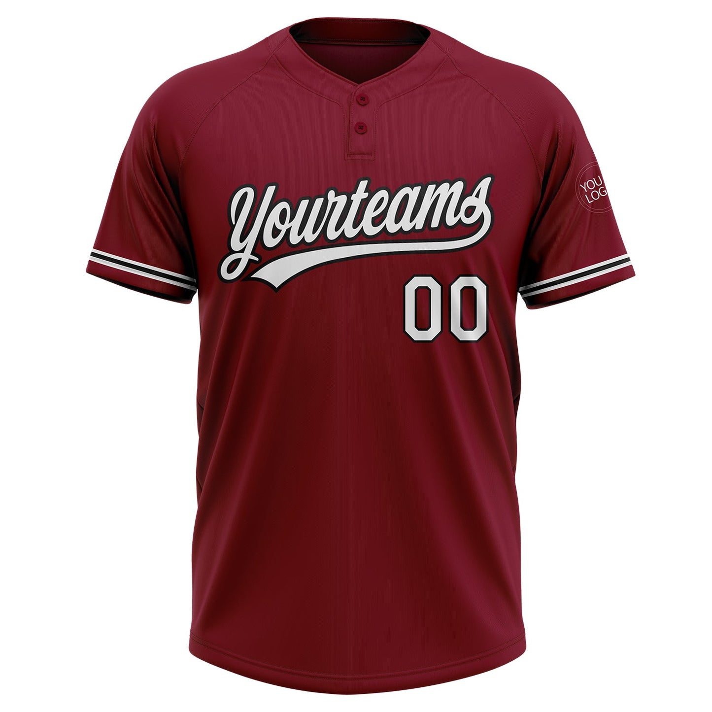 Custom Crimson White-Black Two-Button Unisex Softball Jersey view 2
