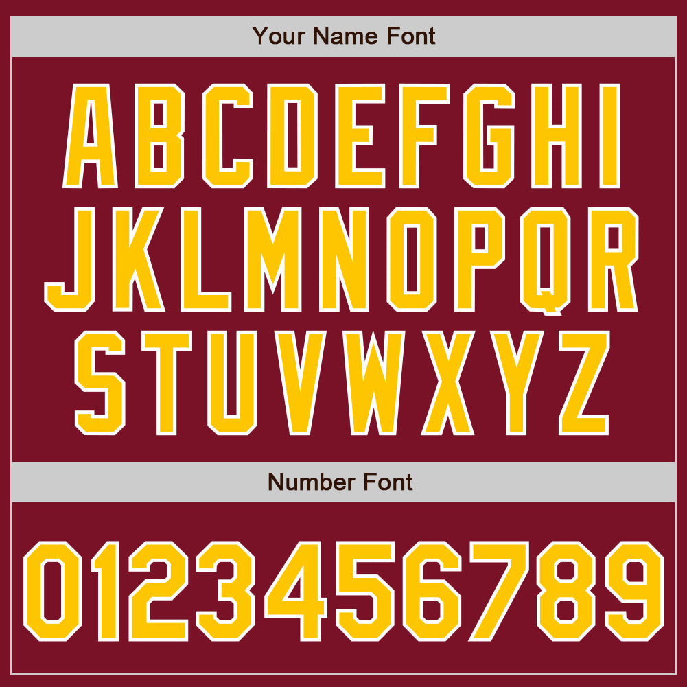 Custom Crimson Yellow-White Two-Button Unisex Softball Jersey view 5