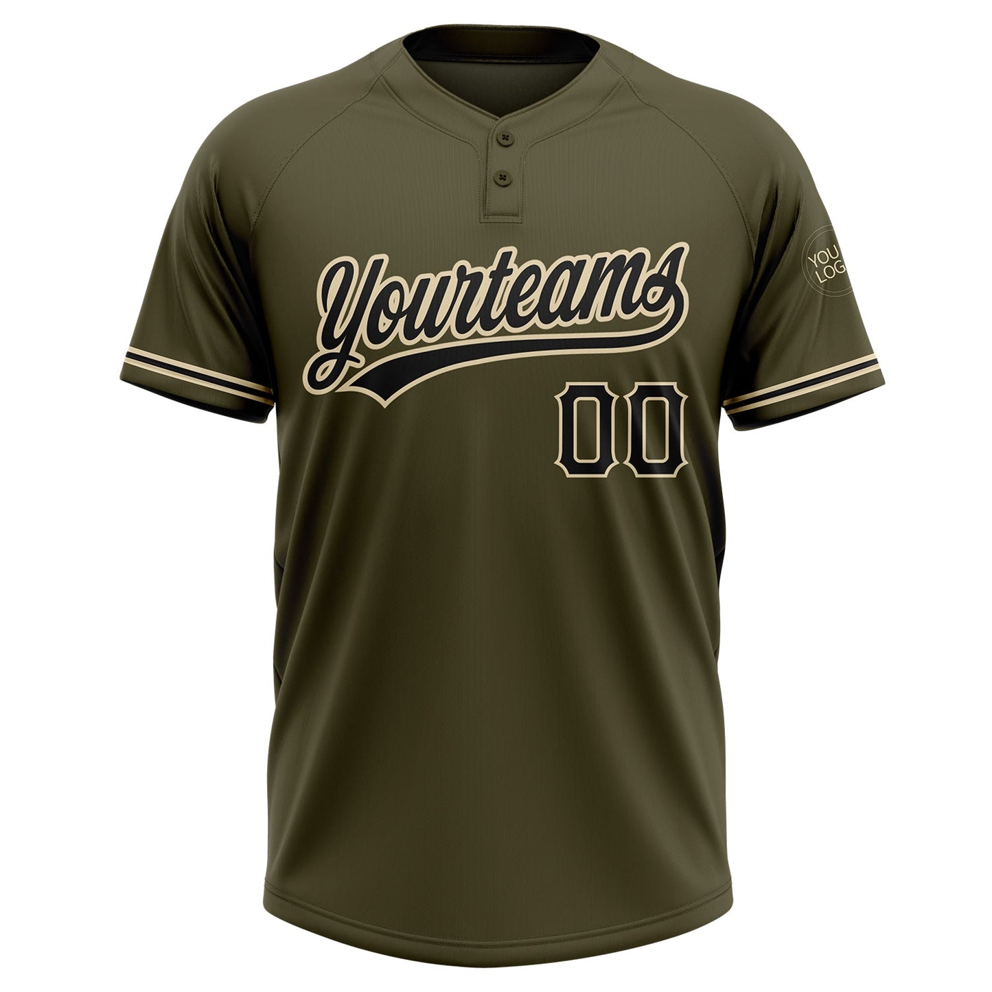 Custom Olive Black-City Cream Salute To Service Two-Button Unisex Softball Jersey view 2