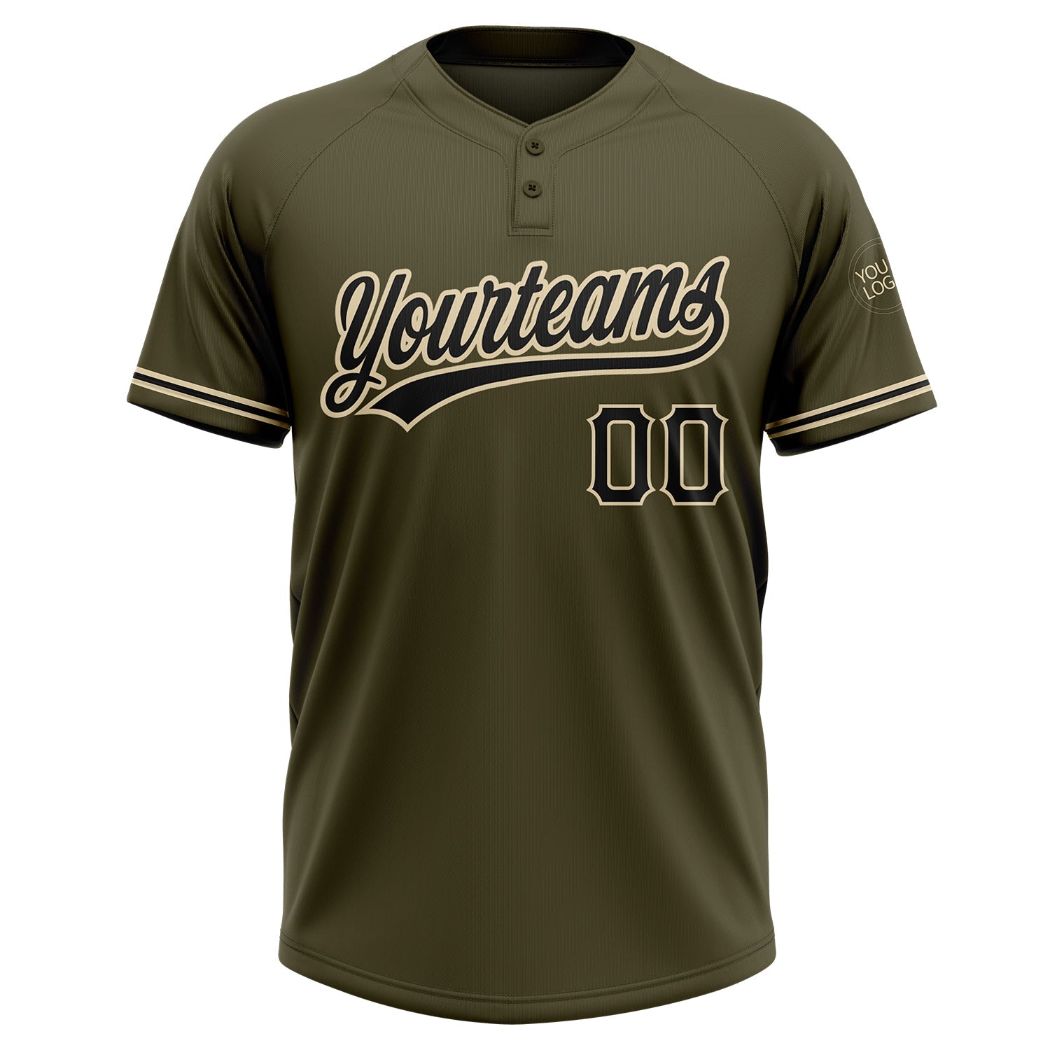 Custom Olive Black-City Cream Salute To Service Two-Button Unisex Softball Jersey view 2