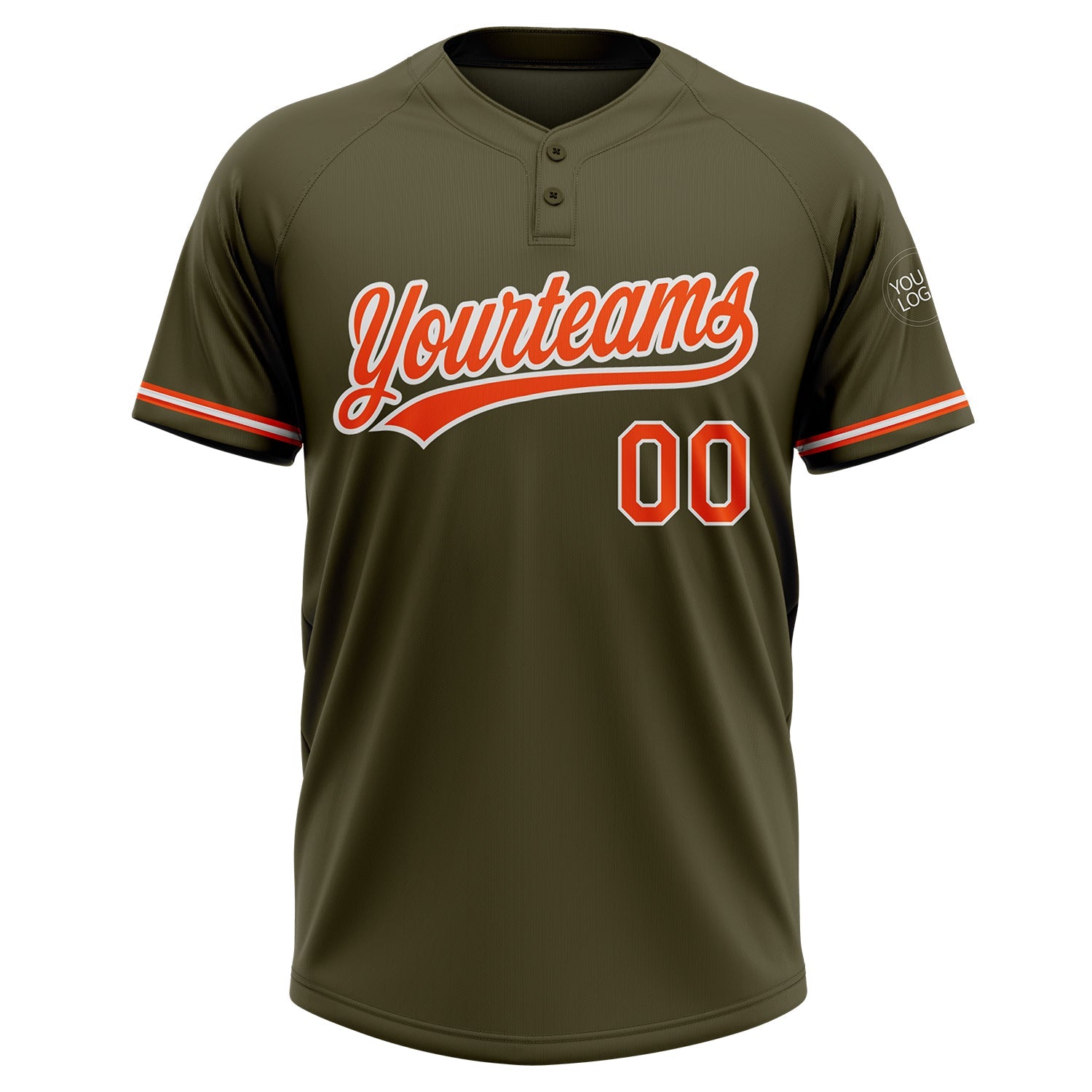 Custom Olive Orange-White Salute To Service Two-Button Unisex Softball Jersey view 2