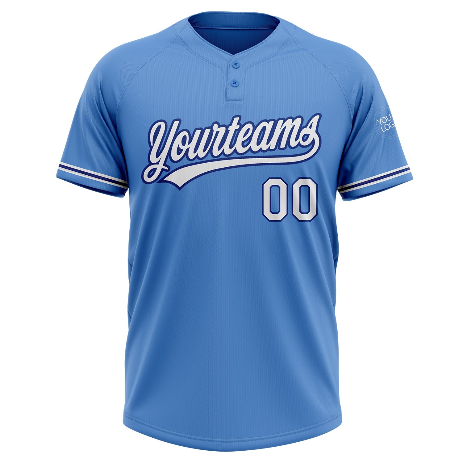 Custom Powder Blue White-Royal Two-Button Unisex Softball Jersey view 2