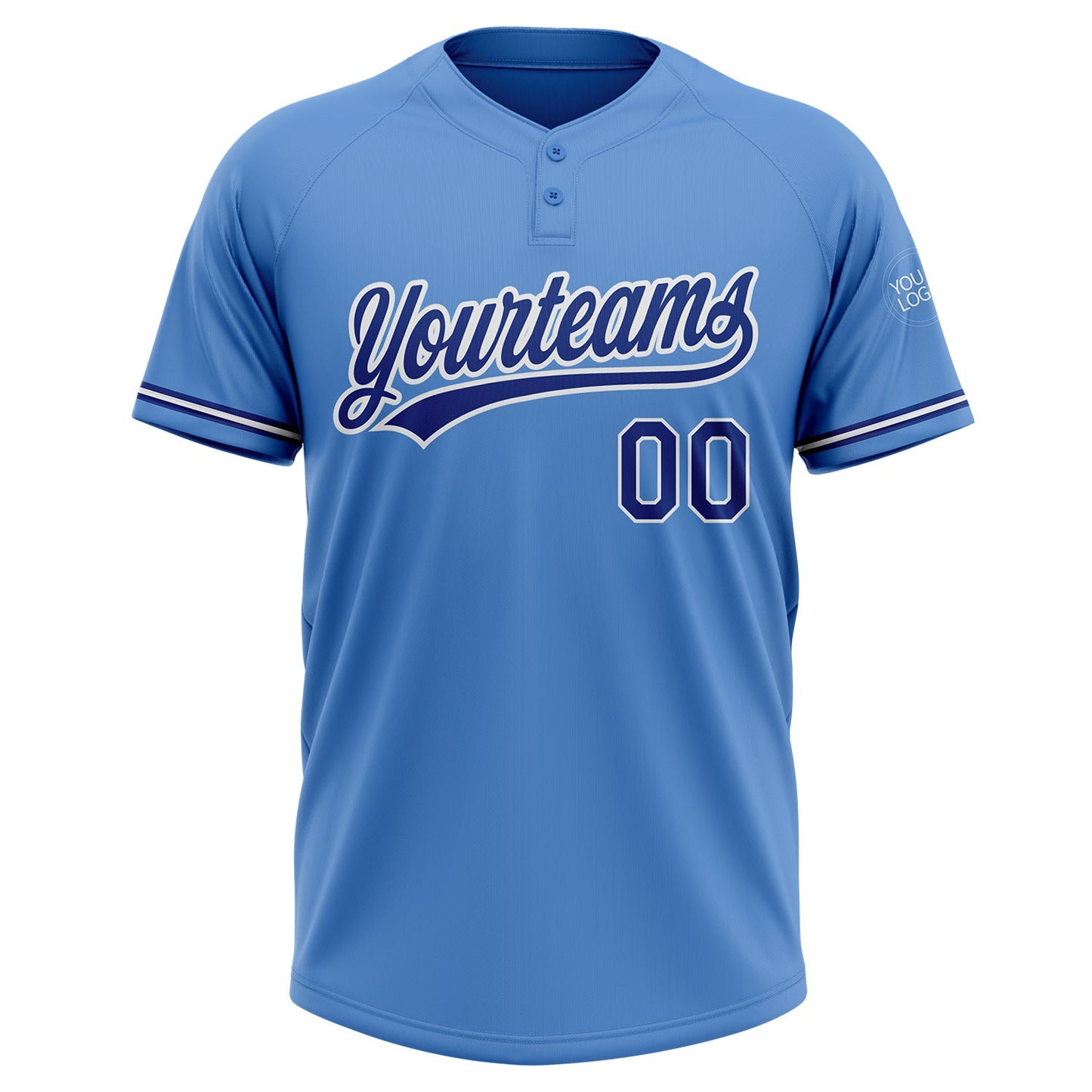 Custom Powder Blue Royal-White Two-Button Unisex Softball Jersey view 2