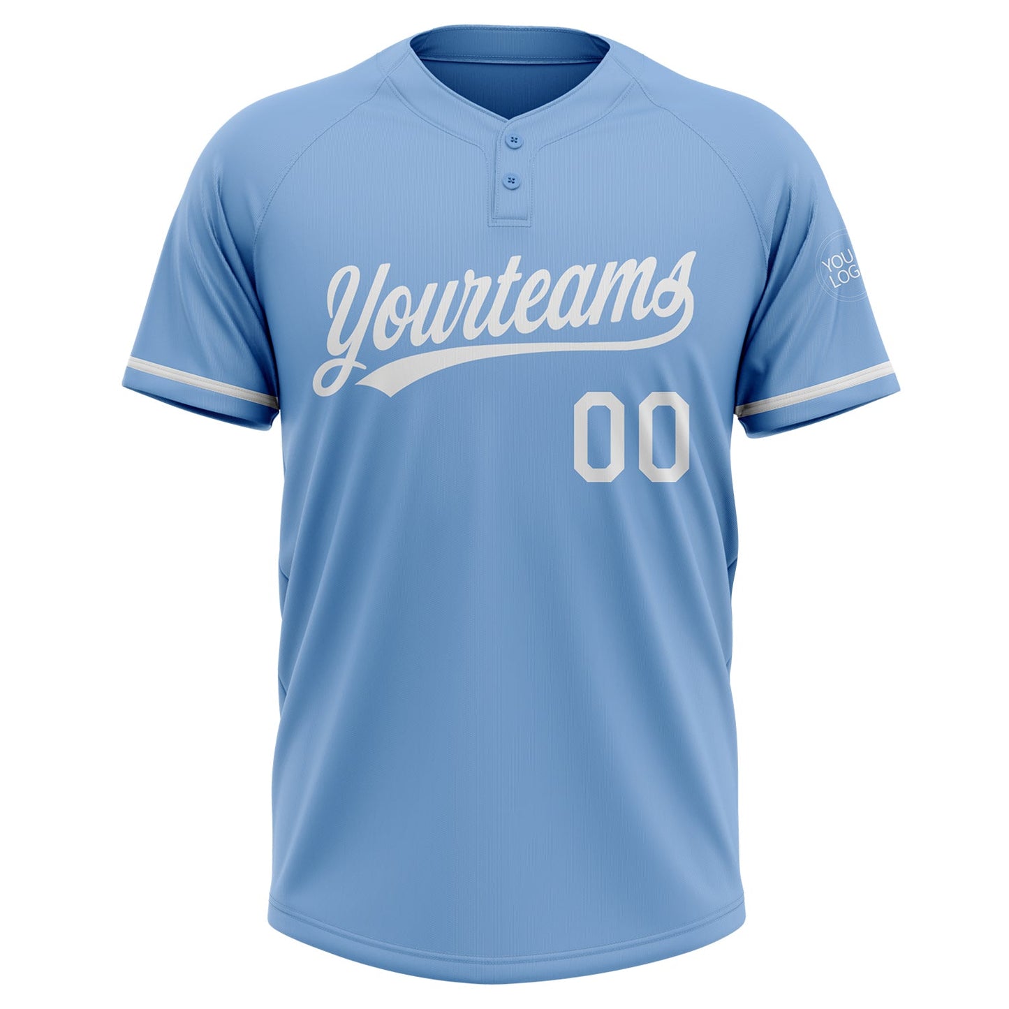 Custom Light Blue White Two-Button Unisex Softball Jersey view 2
