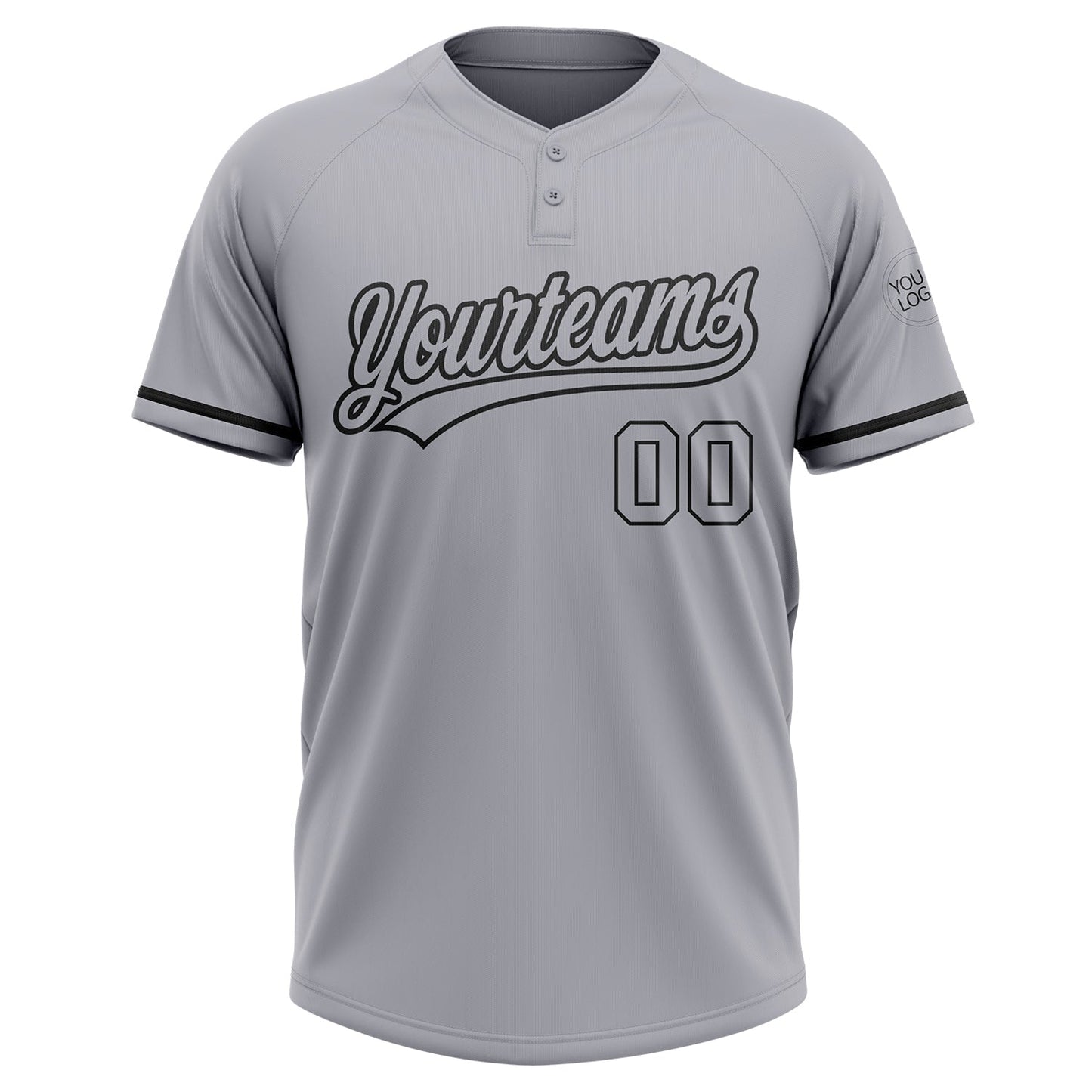 Custom Gray Black Two-Button Unisex Softball Jersey view 2