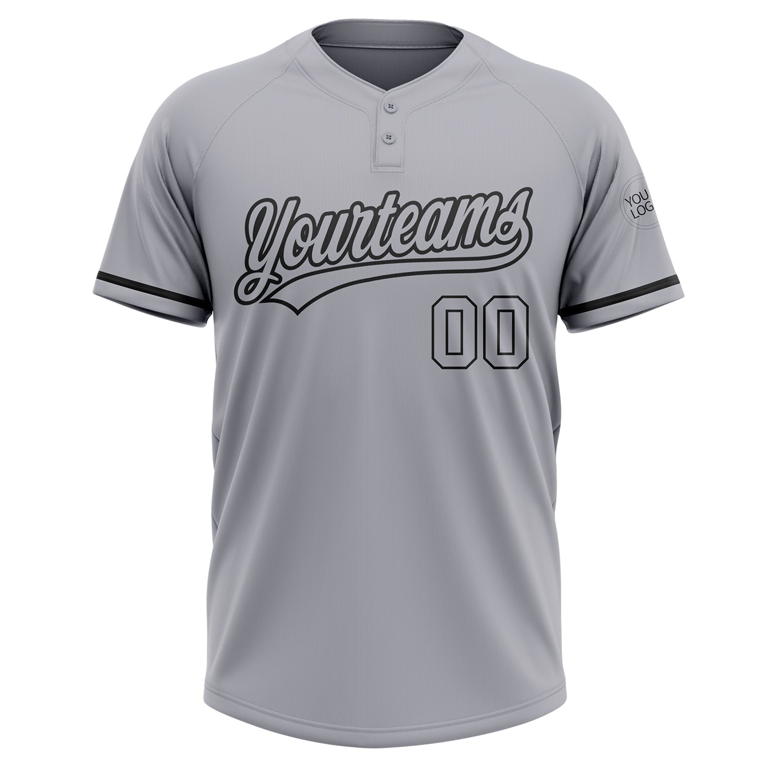 Custom Gray Black Two-Button Unisex Softball Jersey view 2