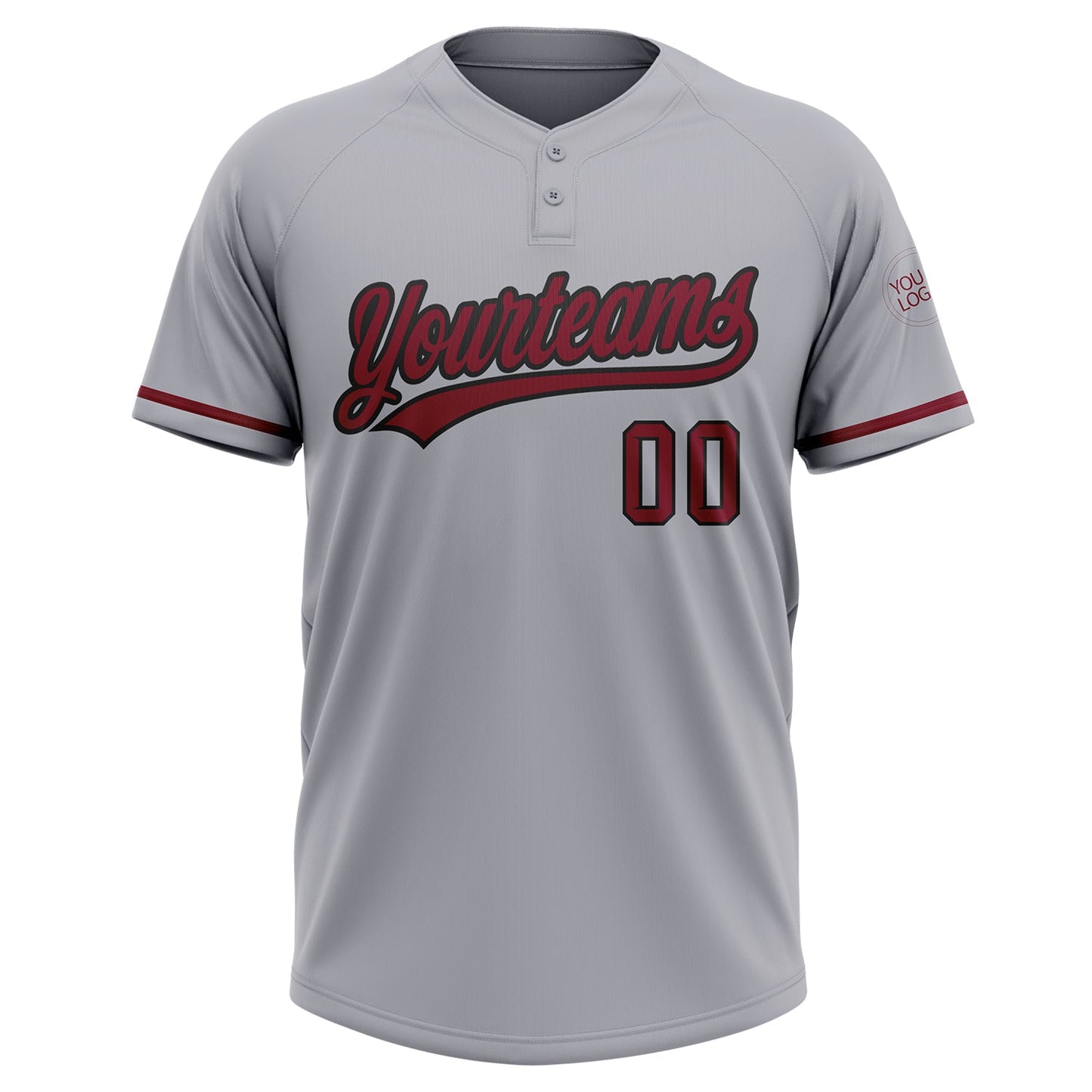 Custom Gray Crimson-Black Two-Button Unisex Softball Jersey view 2