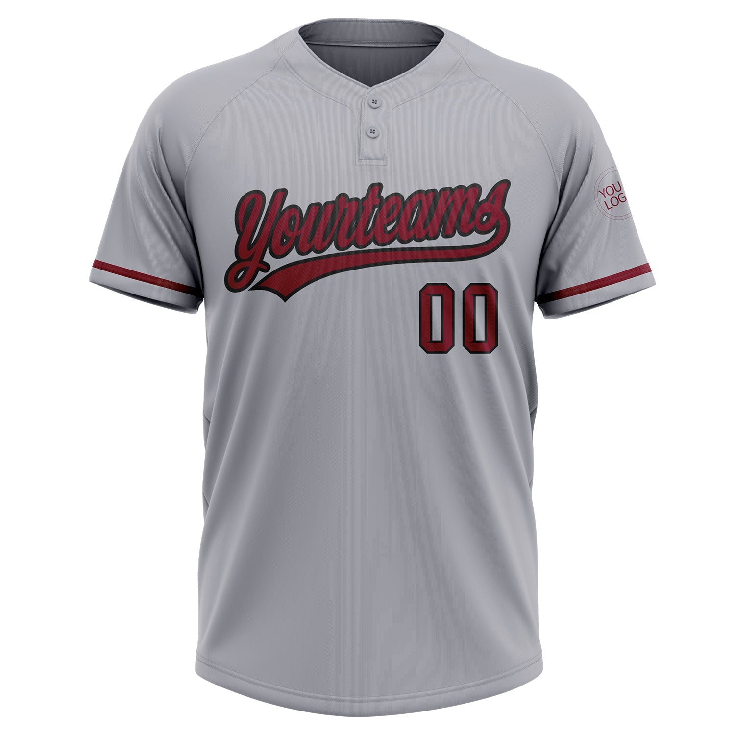 Custom Gray Crimson-Black Two-Button Unisex Softball Jersey view 2