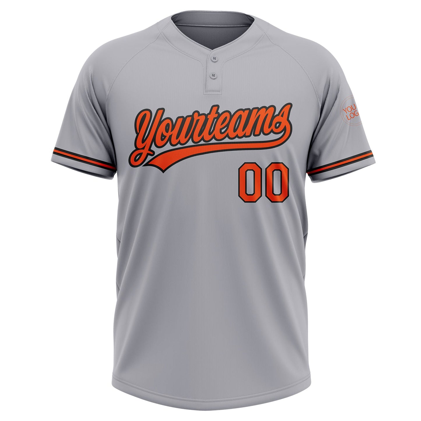 Custom Gray Orange-Black Two-Button Unisex Softball Jersey view 2