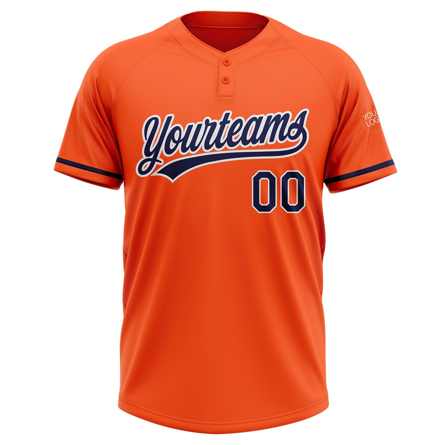 Custom Orange Navy-White Two-Button Unisex Softball Jersey view 2