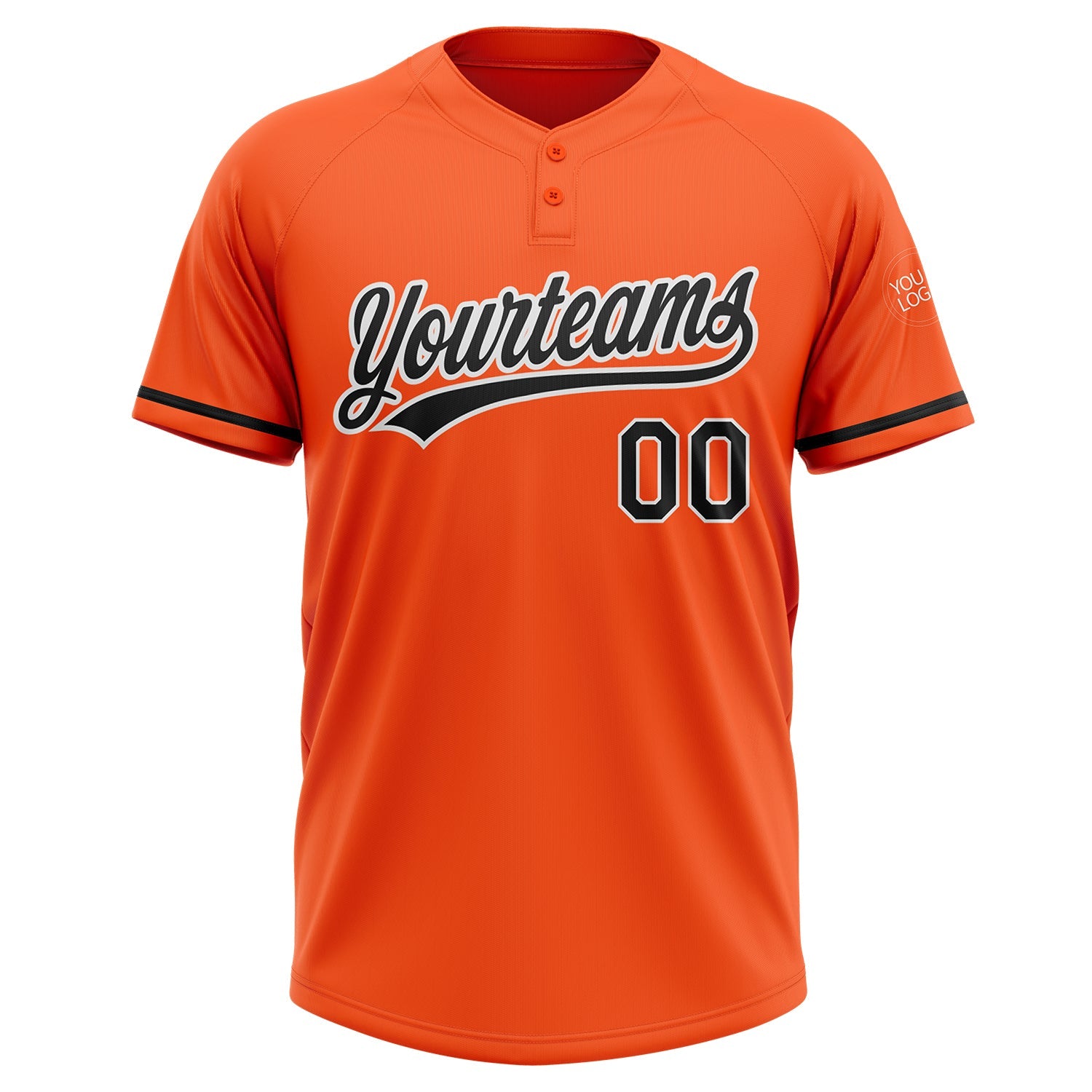 Custom Orange Black-White Two-Button Unisex Softball Jersey view 2