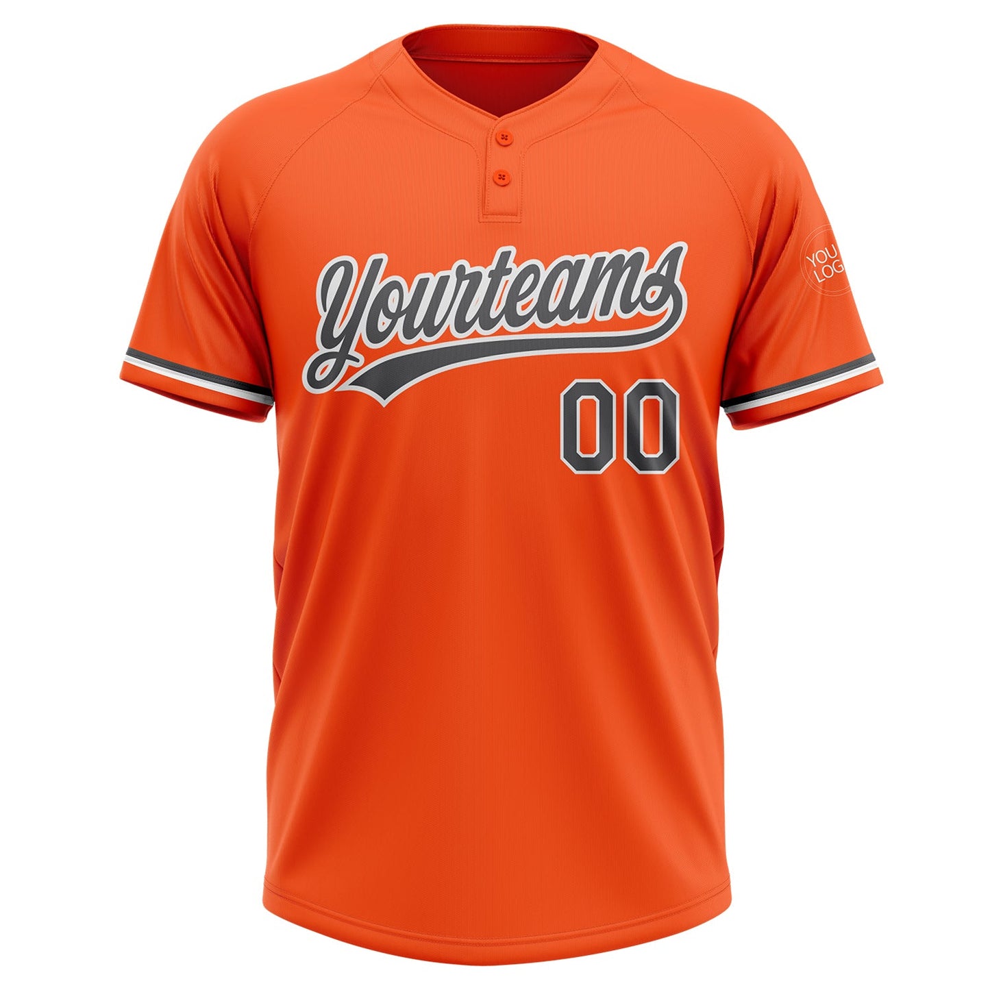 Custom Orange Steel Gray-White Two-Button Unisex Softball Jersey view 2