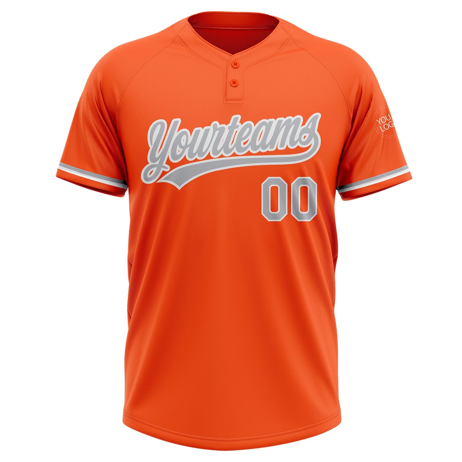 Custom Orange Gray-White Two-Button Unisex Softball Jersey view 2