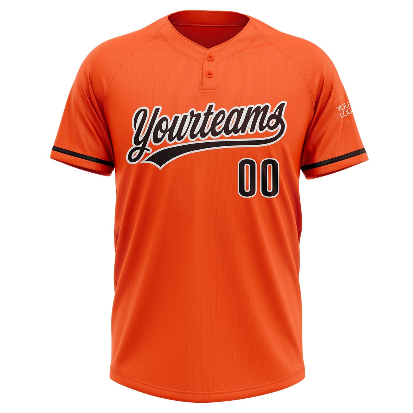 Custom Orange Brown-White Two-Button Unisex Softball Jersey view 2