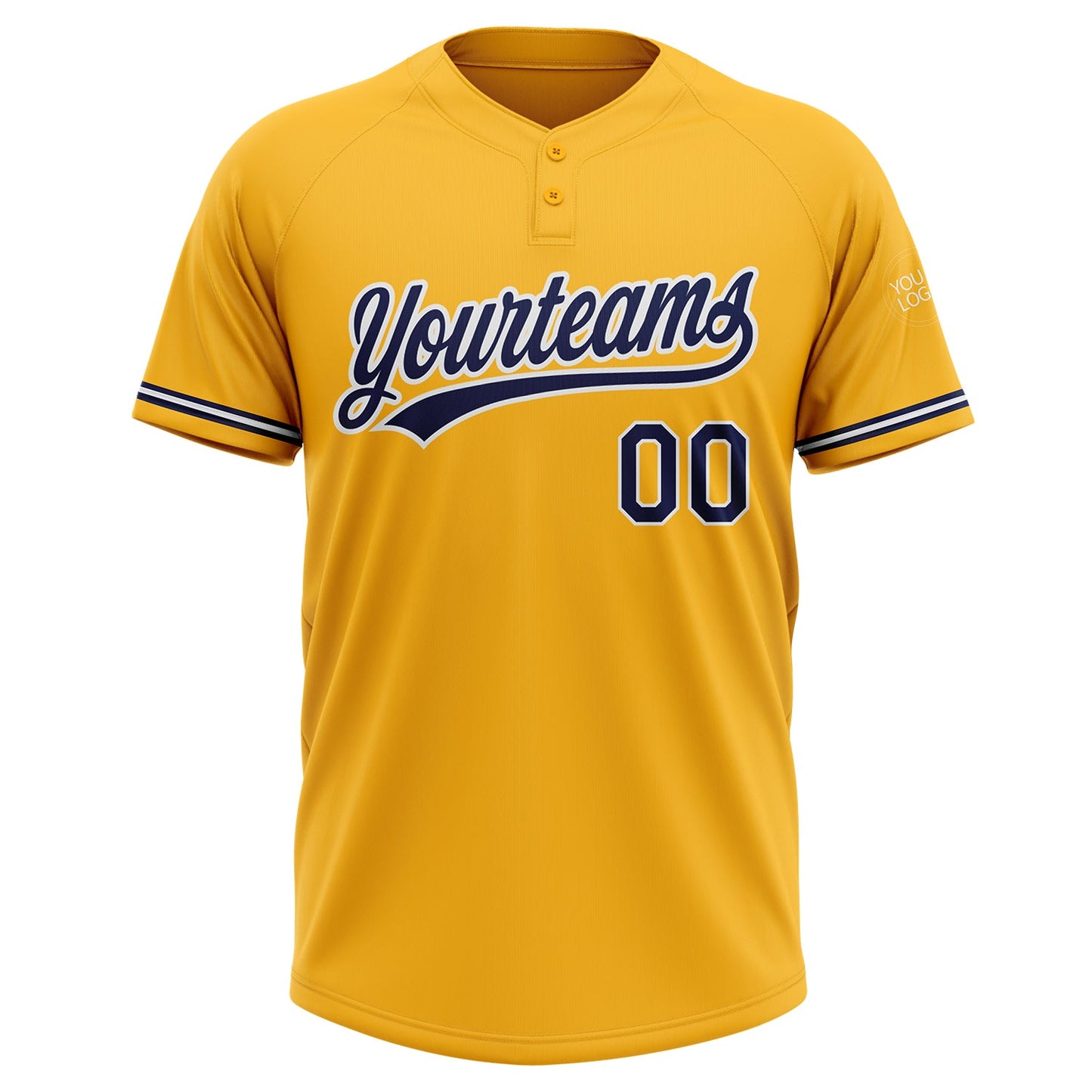 Custom Gold Navy-White Two-Button Unisex Softball Jersey view 2