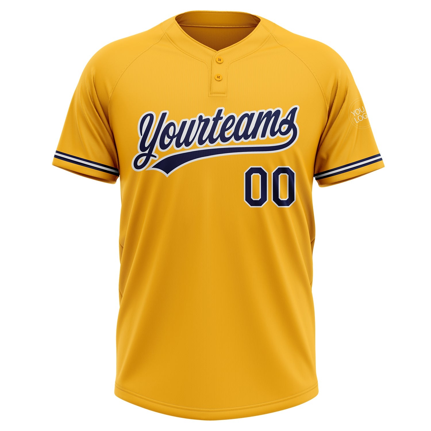Custom Gold Navy-White Two-Button Unisex Softball Jersey view 2