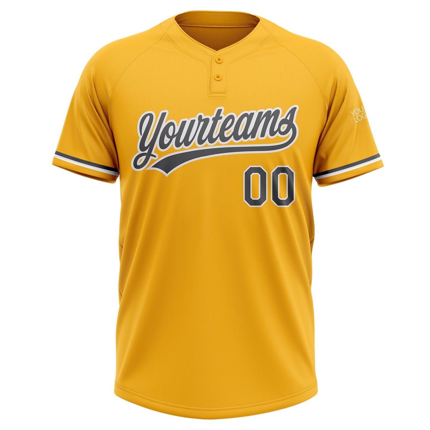 Custom Gold Steel Gray-White Two-Button Unisex Softball Jersey view 2