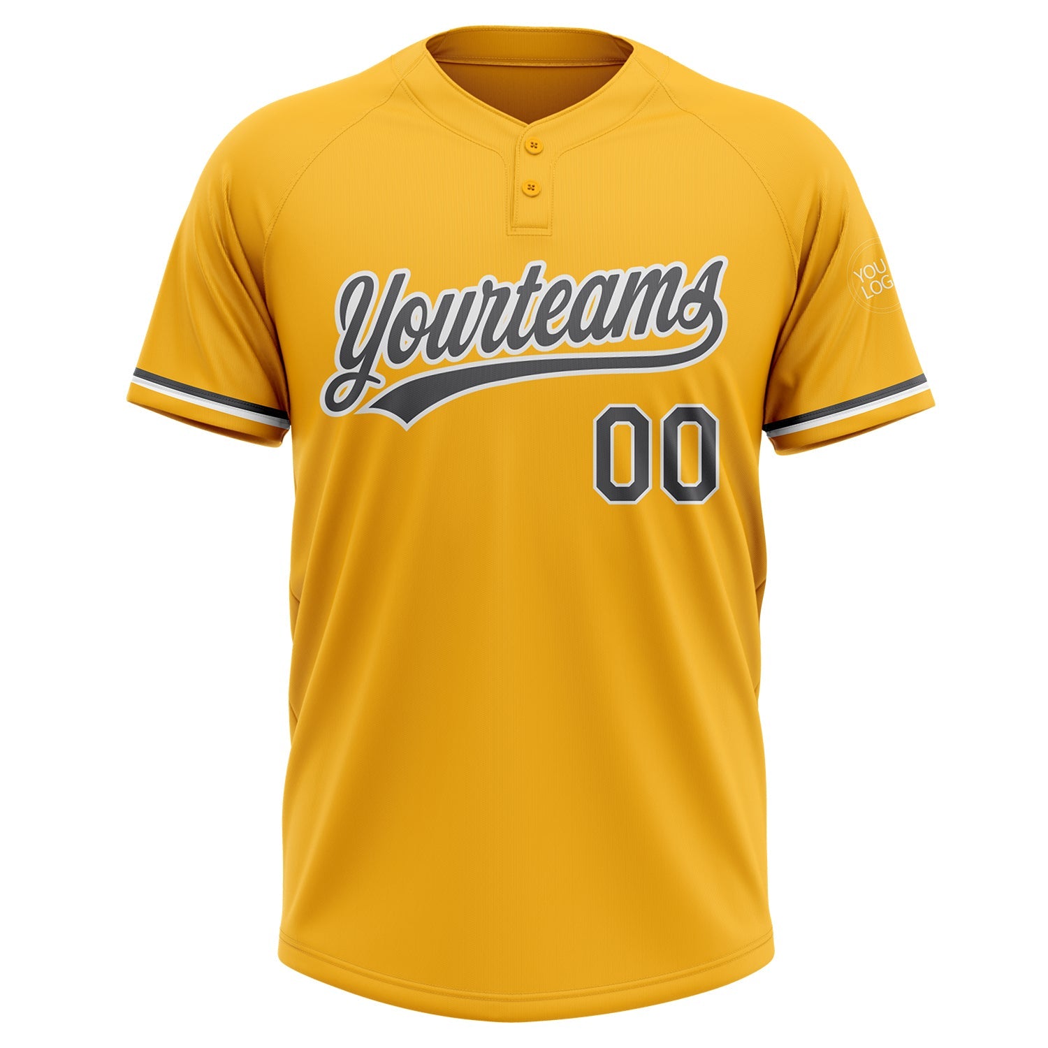 Custom Gold Steel Gray-White Two-Button Unisex Softball Jersey view 2