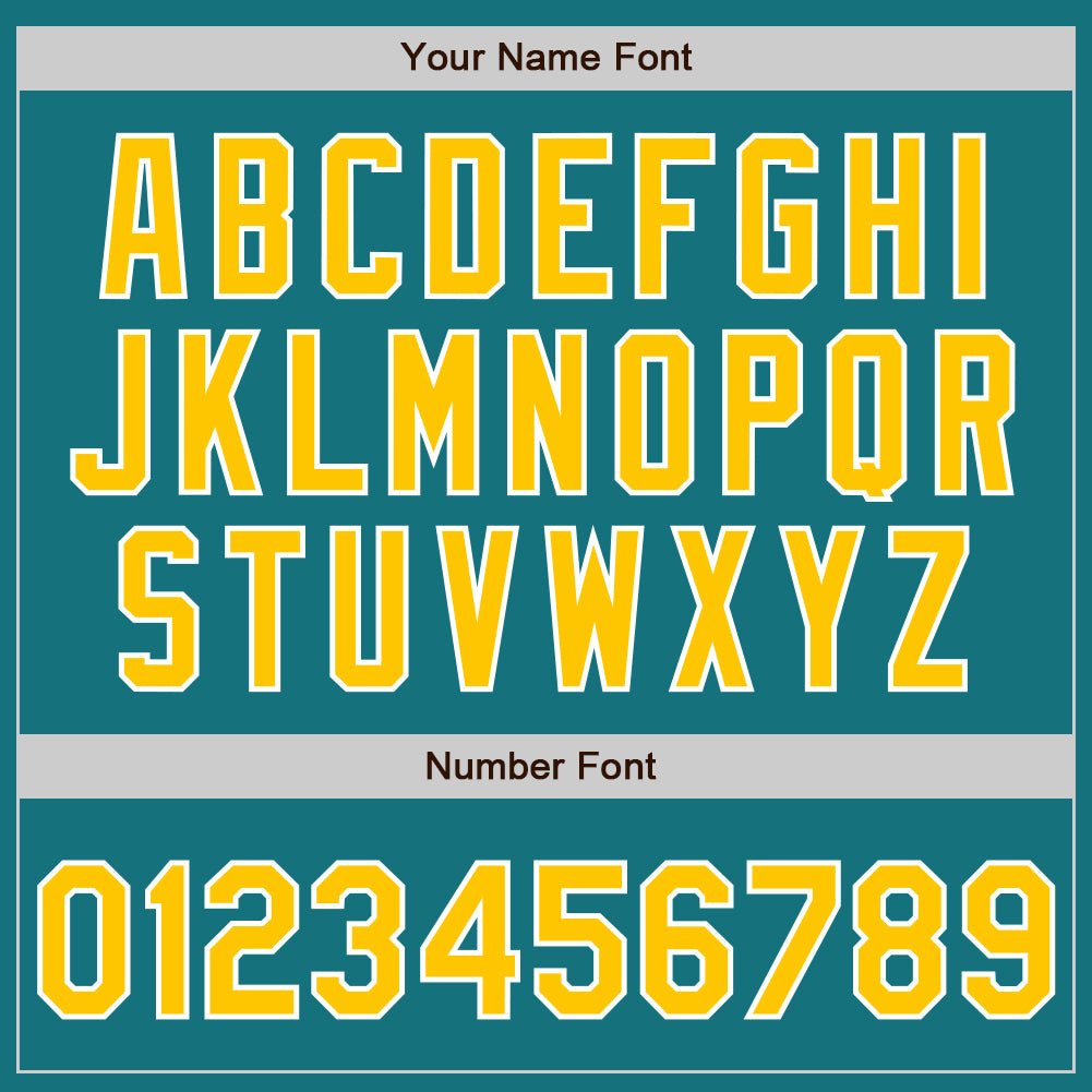 Custom Teal Yellow-White Two-Button Unisex Softball Jersey view 5