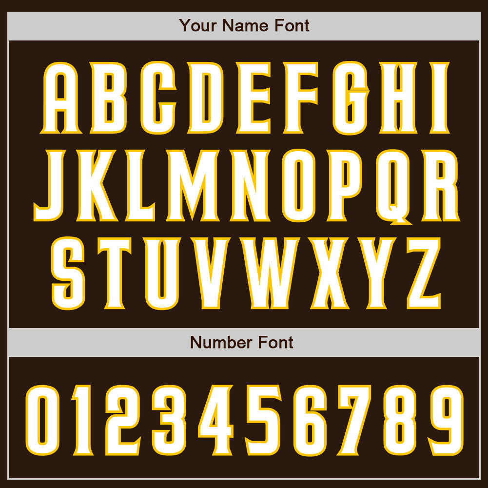 Custom Brown White-Yellow Two-Button Unisex Softball Jersey view 5