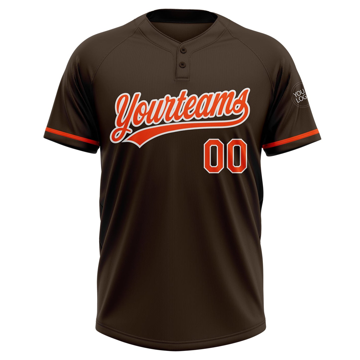 Custom Brown Orange-White Two-Button Unisex Softball Jersey view 2