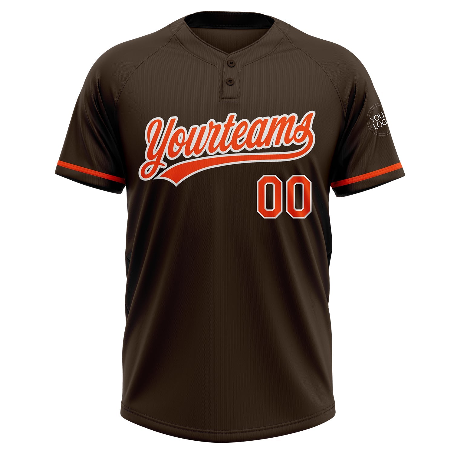 Custom Brown Orange-White Two-Button Unisex Softball Jersey view 2