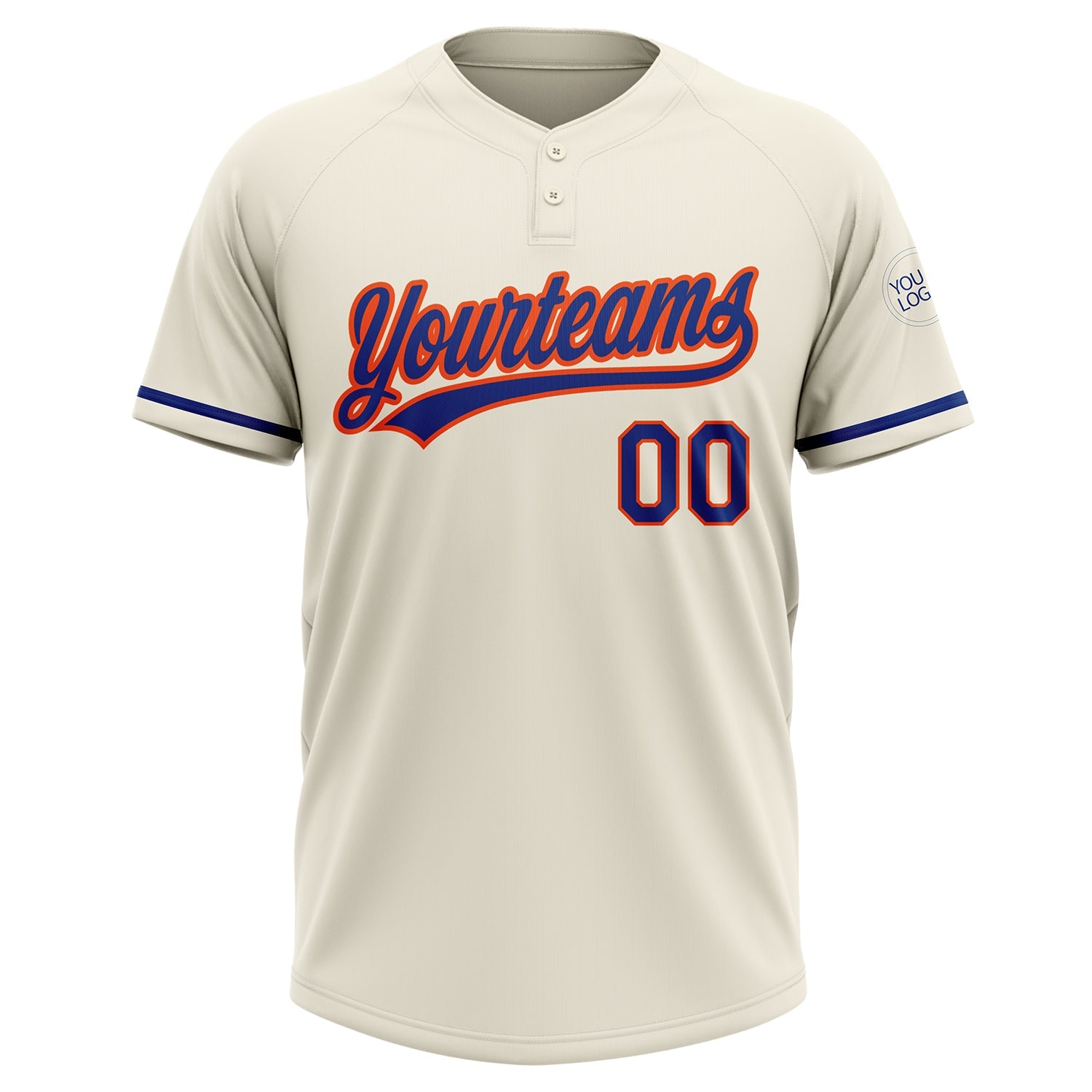 Custom Cream Royal-Orange Two-Button Unisex Softball Jersey view 2