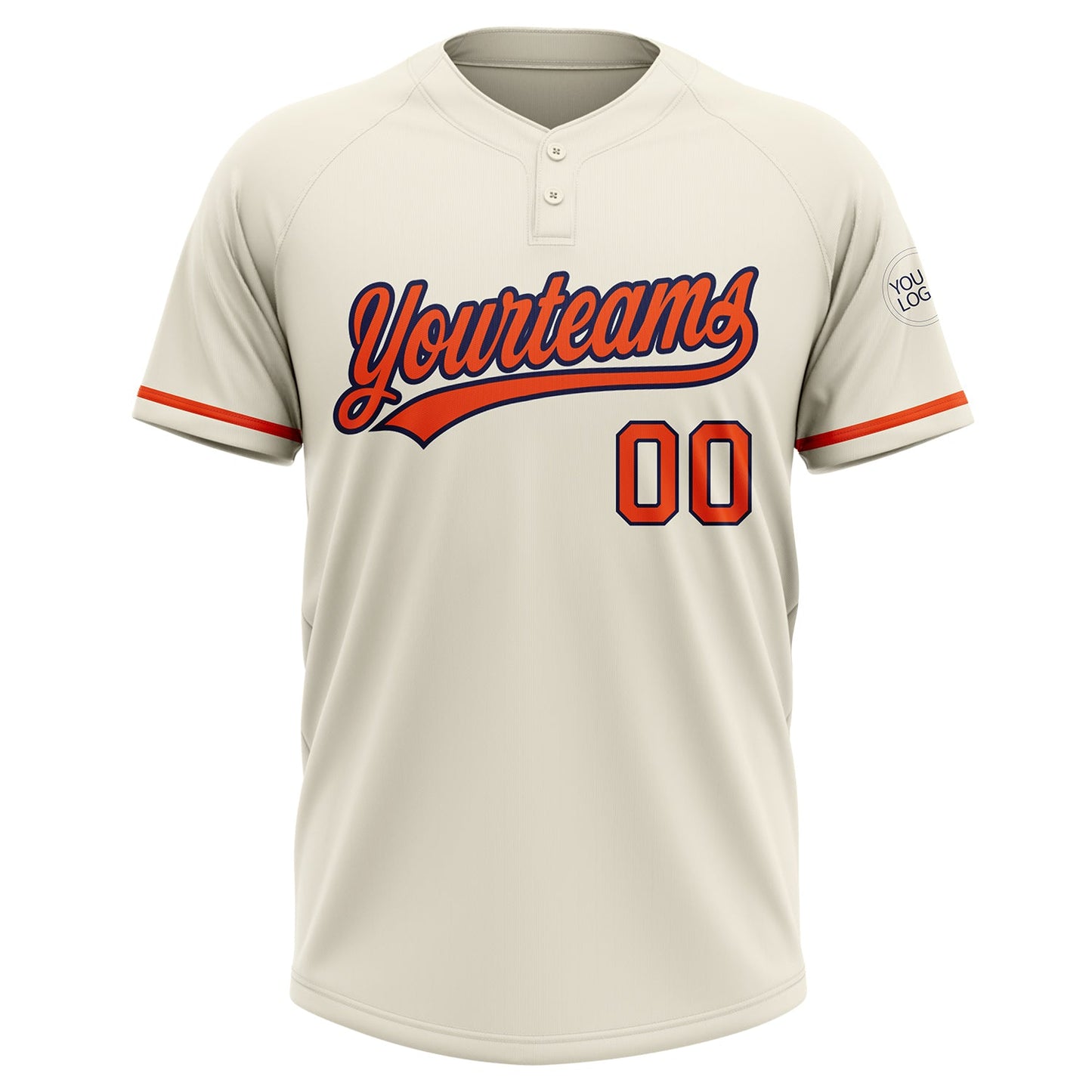 Custom Cream Orange-Navy Two-Button Unisex Softball Jersey view 2
