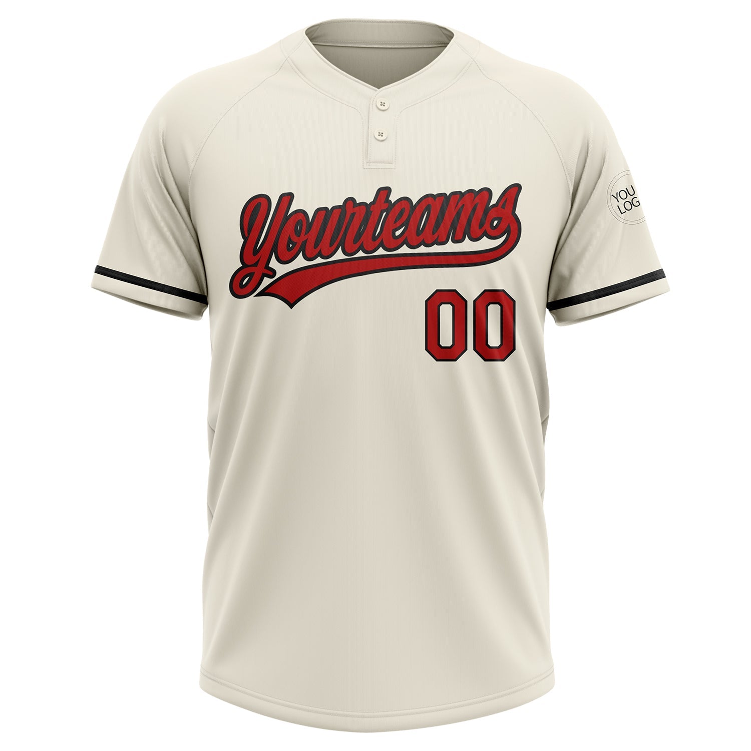 Custom Cream Red-Black Two-Button Unisex Softball Jersey view 2