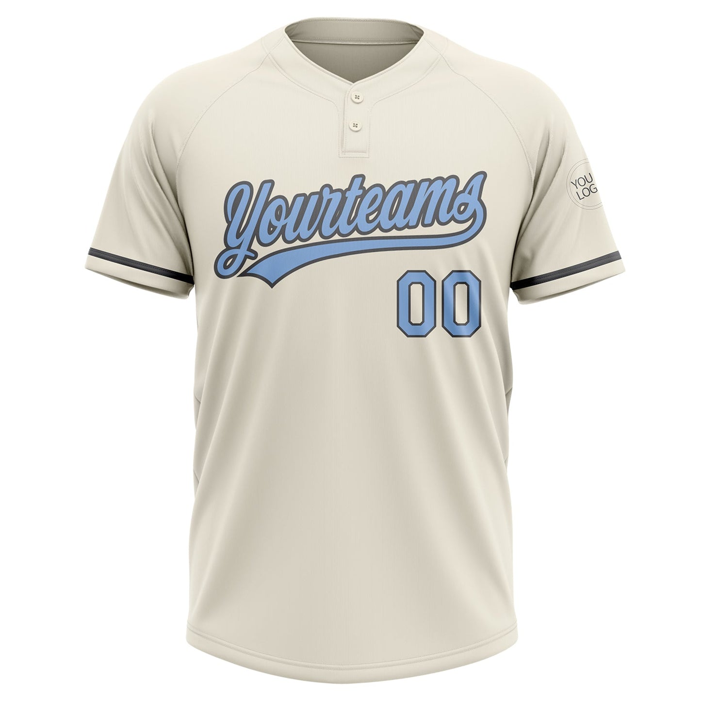 Custom Cream Light Blue-Steel Gray Two-Button Unisex Softball Jersey view 2