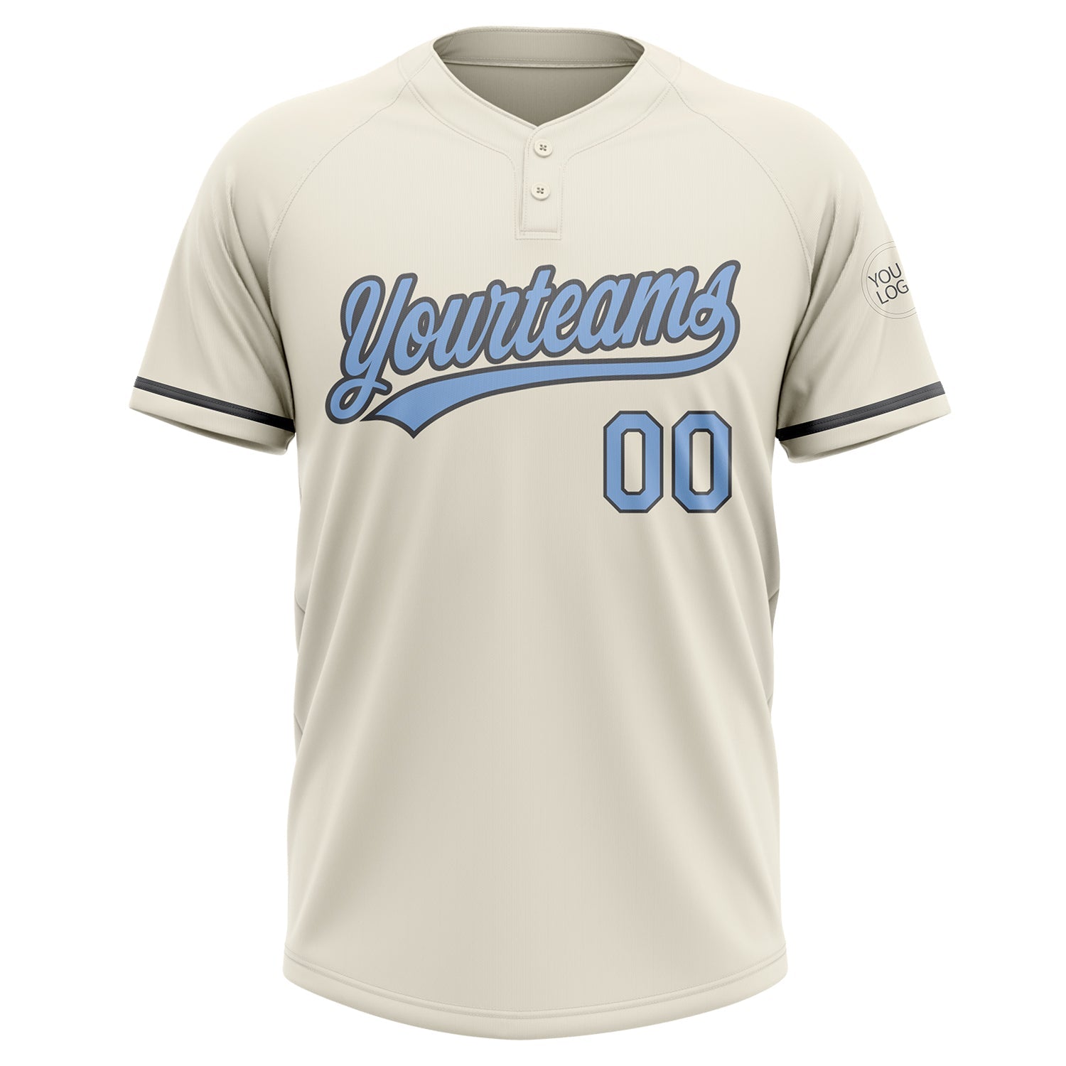 Custom Cream Light Blue-Steel Gray Two-Button Unisex Softball Jersey view 2