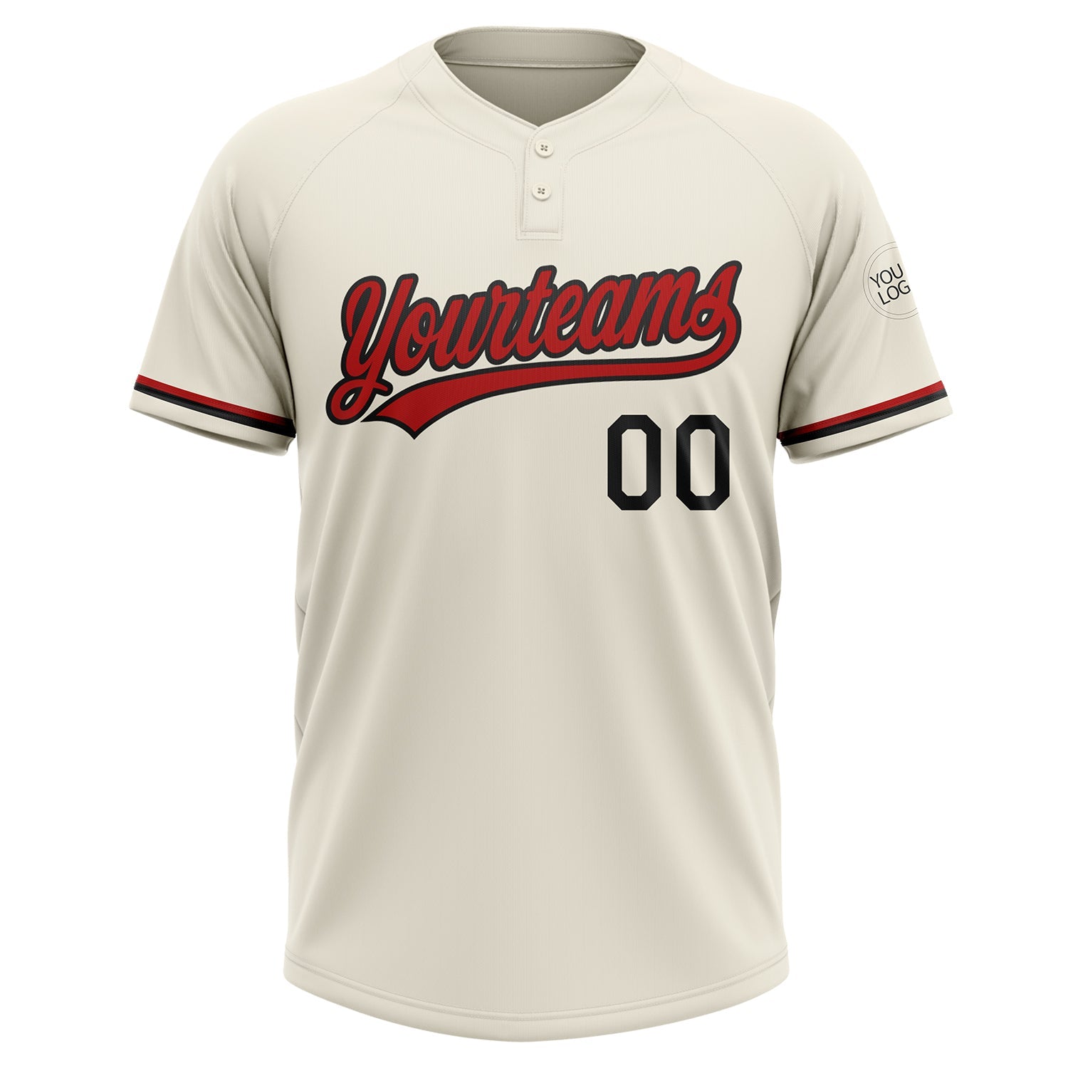 Custom Cream Red-Black Two-Button Unisex Softball Jersey view 2