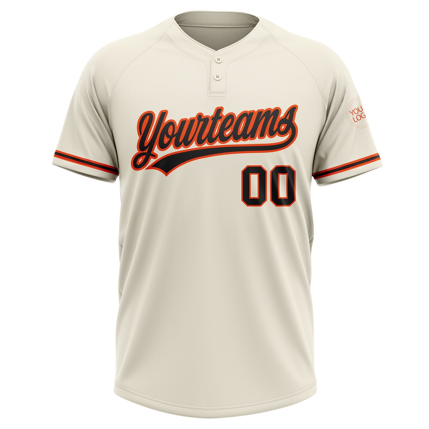 Custom Cream Black-Orange Two-Button Unisex Softball Jersey view 2