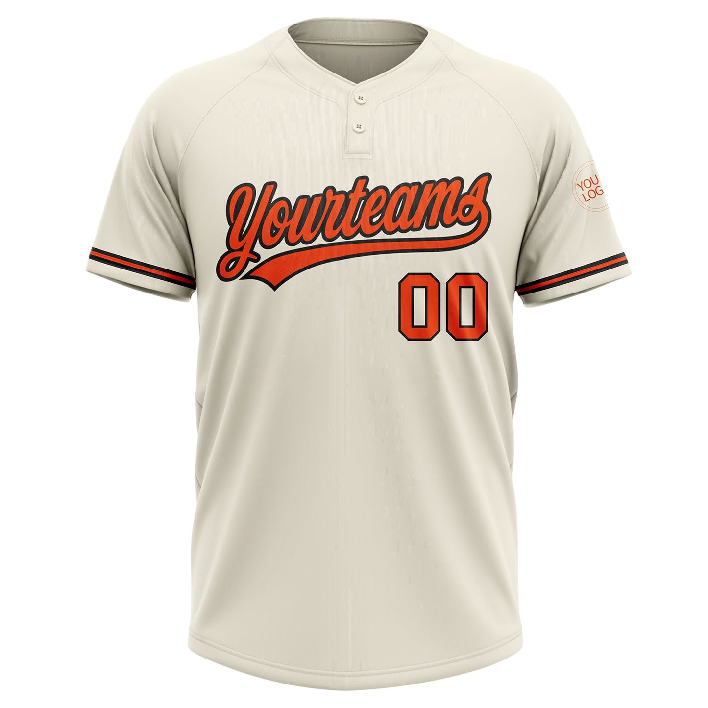 Custom Cream Orange-Black Two-Button Unisex Softball Jersey view 2
