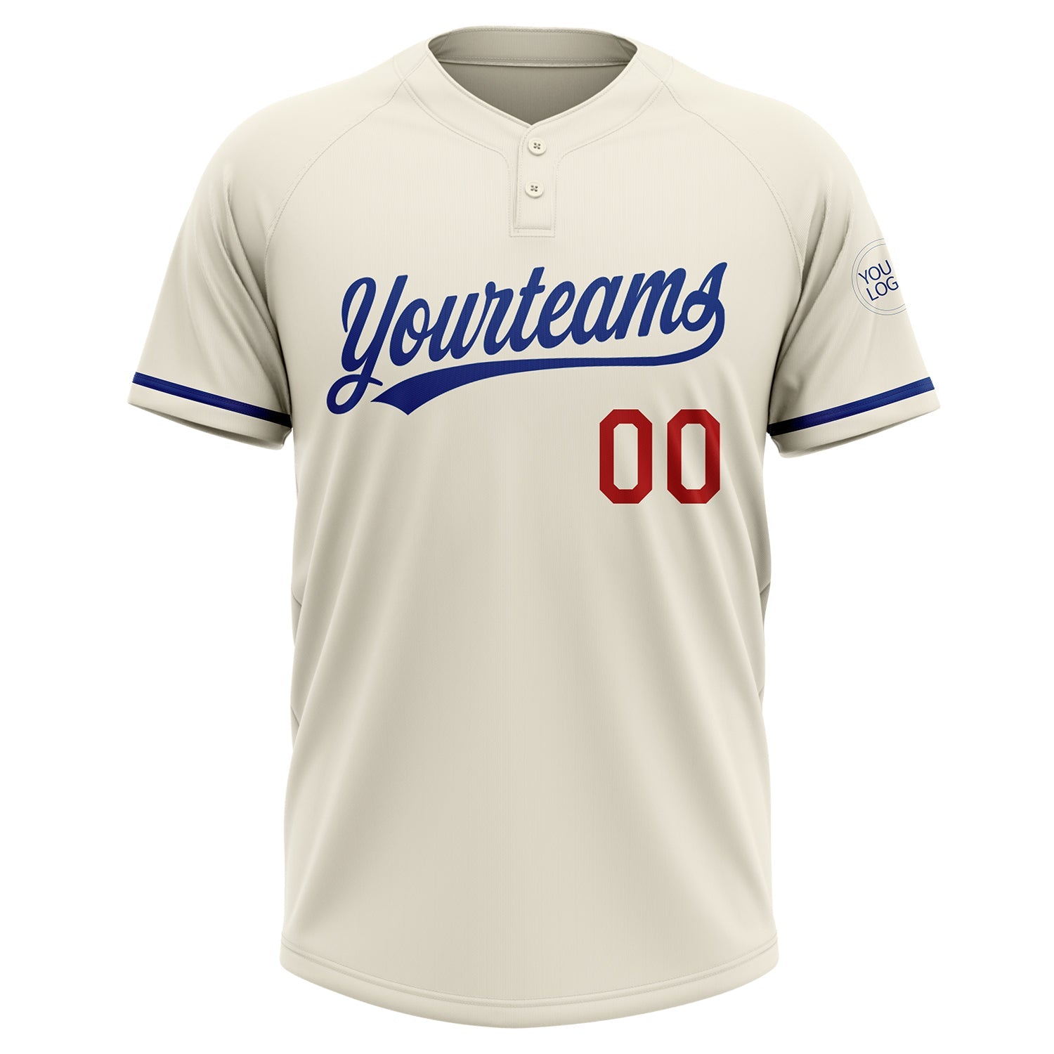 Custom Cream Royal-Red Two-Button Unisex Softball Jersey view 2