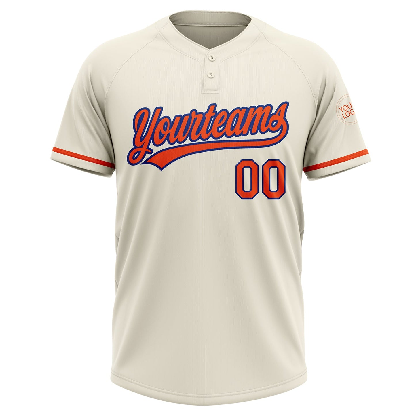 Custom Cream Orange-Royal Two-Button Unisex Softball Jersey view 2