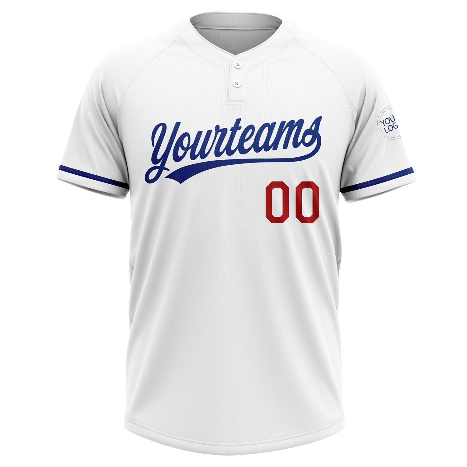 Custom White Royal-Red Two-Button Unisex Softball Jersey view 2