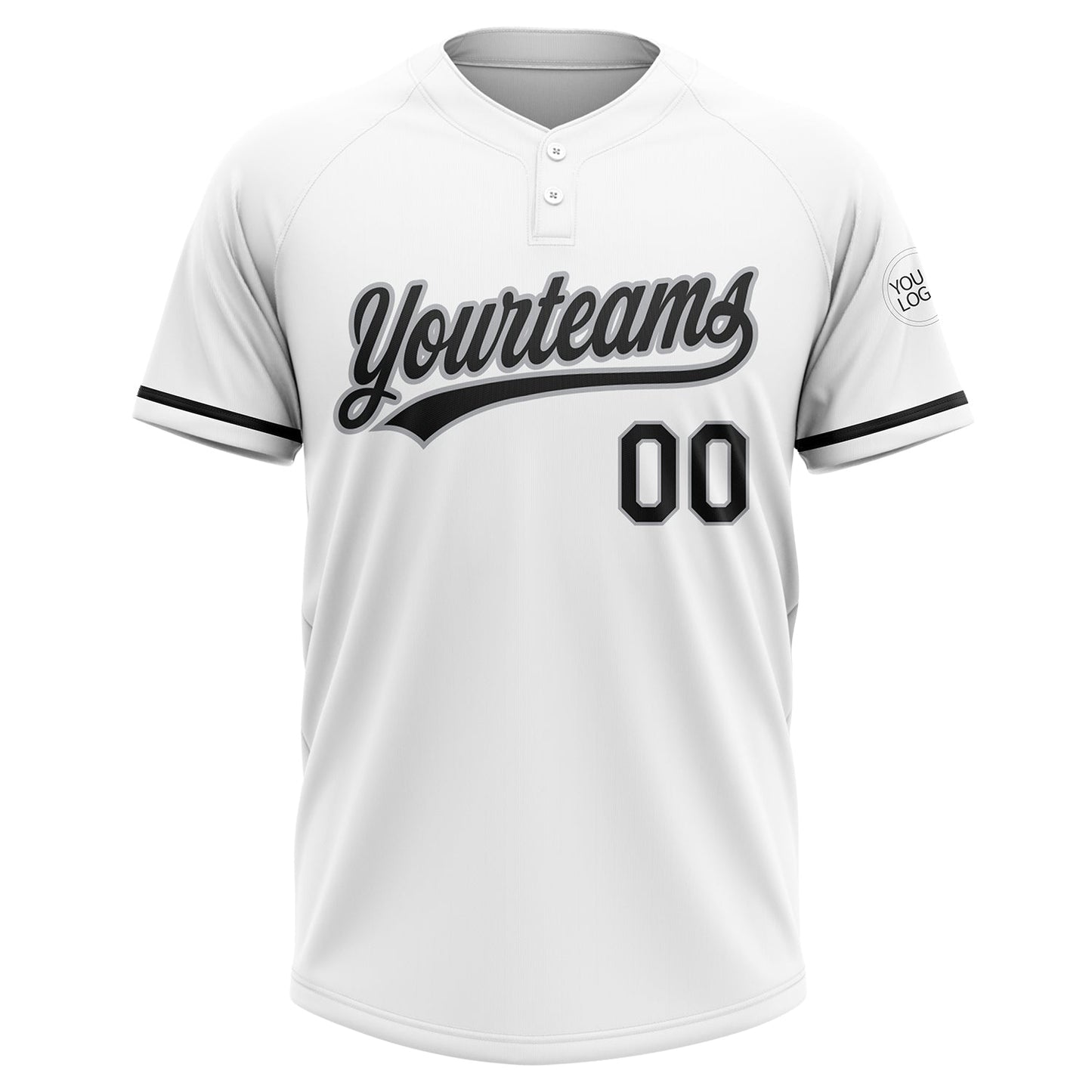 Custom White Black-Gray Two-Button Unisex Softball Jersey view 2