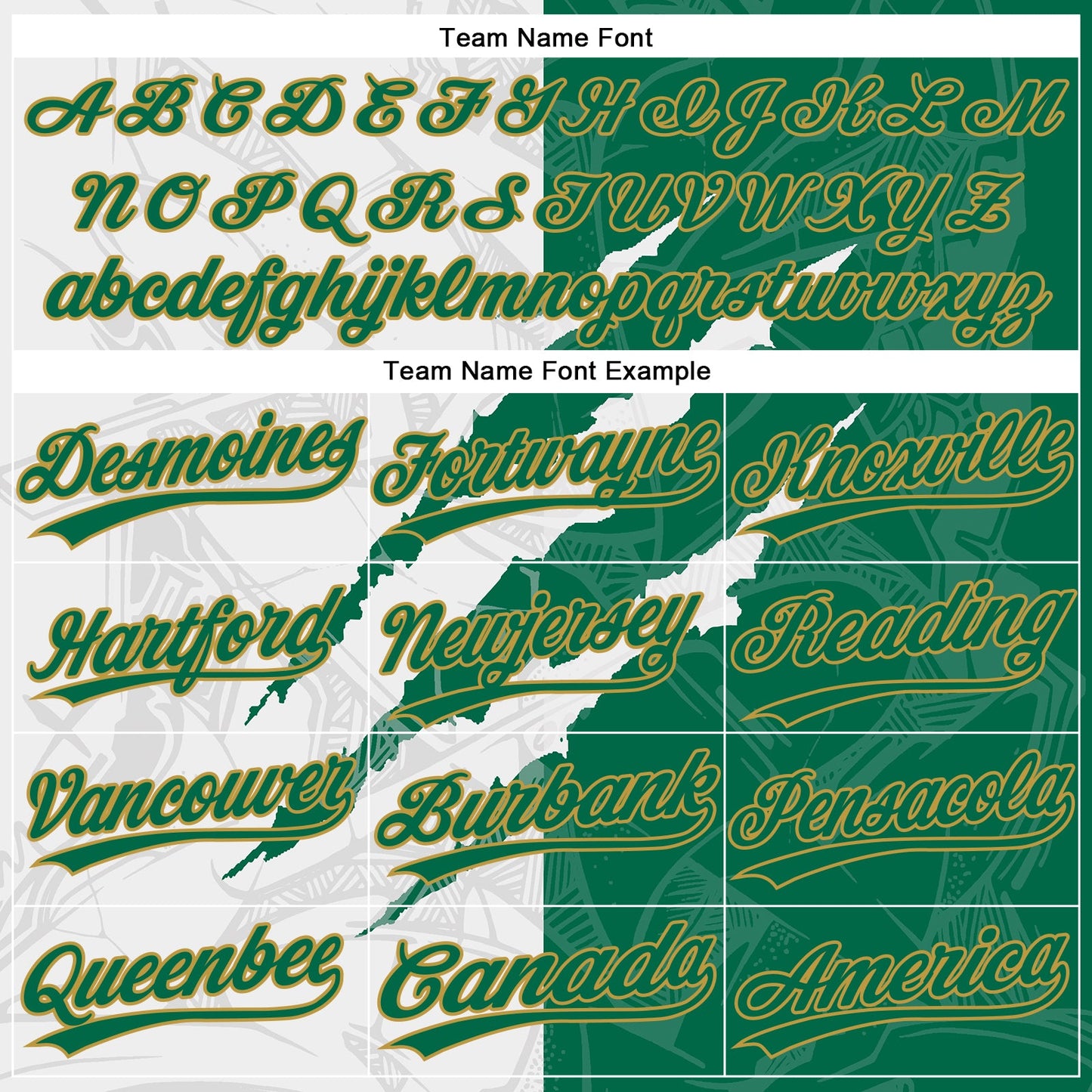 Custom Graffiti Pattern Kelly Green-Old Gold 3D Two-Button Unisex Softball Jersey view 4