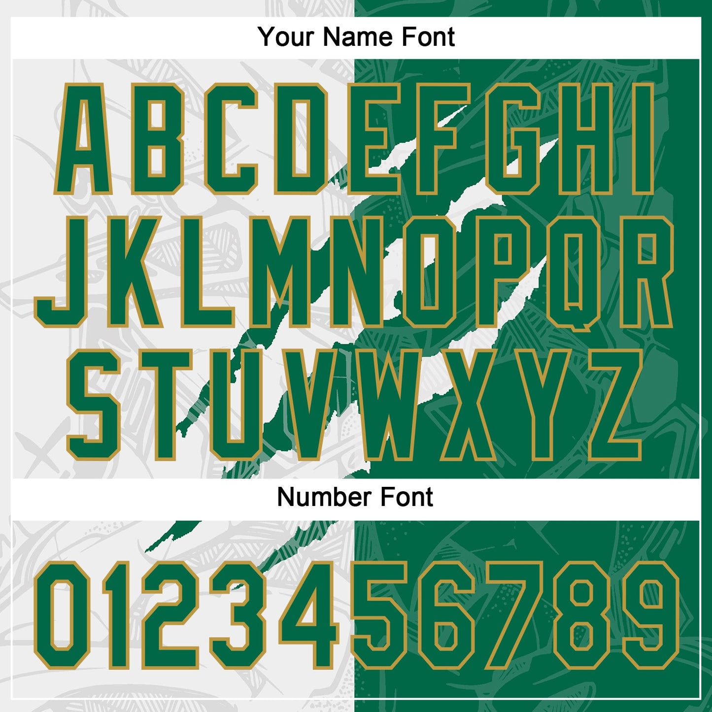 Custom Graffiti Pattern Kelly Green-Old Gold 3D Two-Button Unisex Softball Jersey view 5