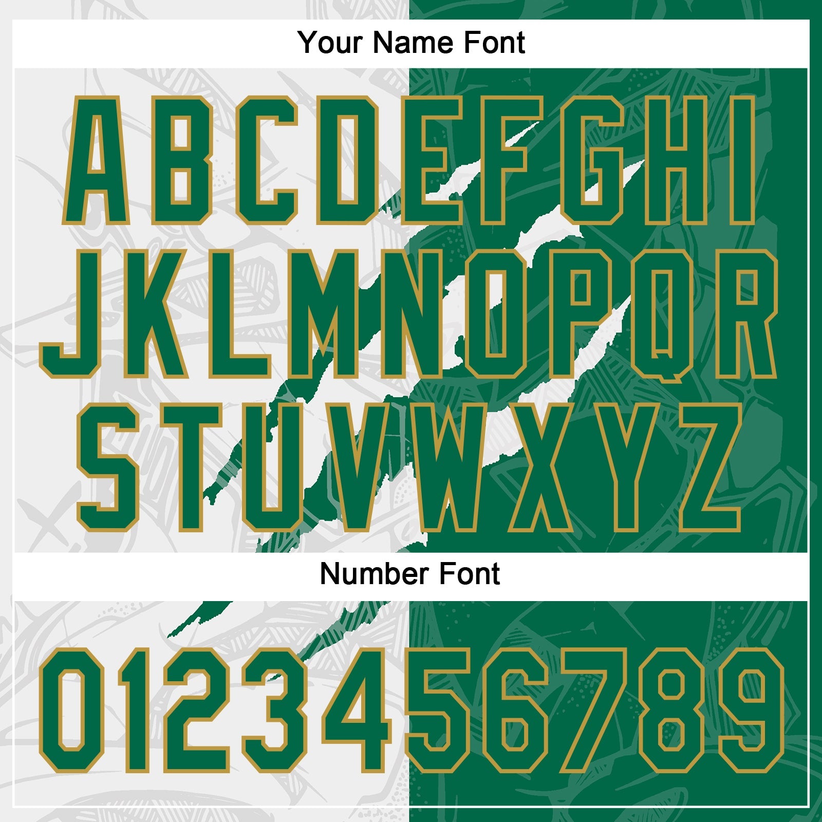 Custom Graffiti Pattern Kelly Green-Old Gold 3D Two-Button Unisex Softball Jersey view 5