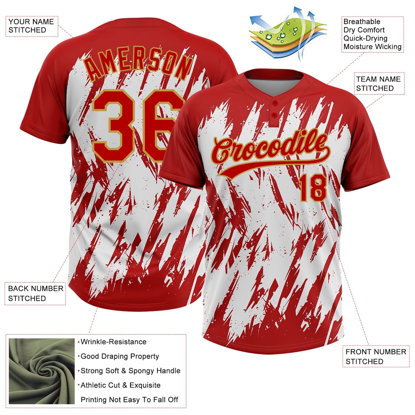Custom Black Old Gold-White 3D Pattern Abstract Sharp Shape Two-Button Unisex Softball Jersey view 3
