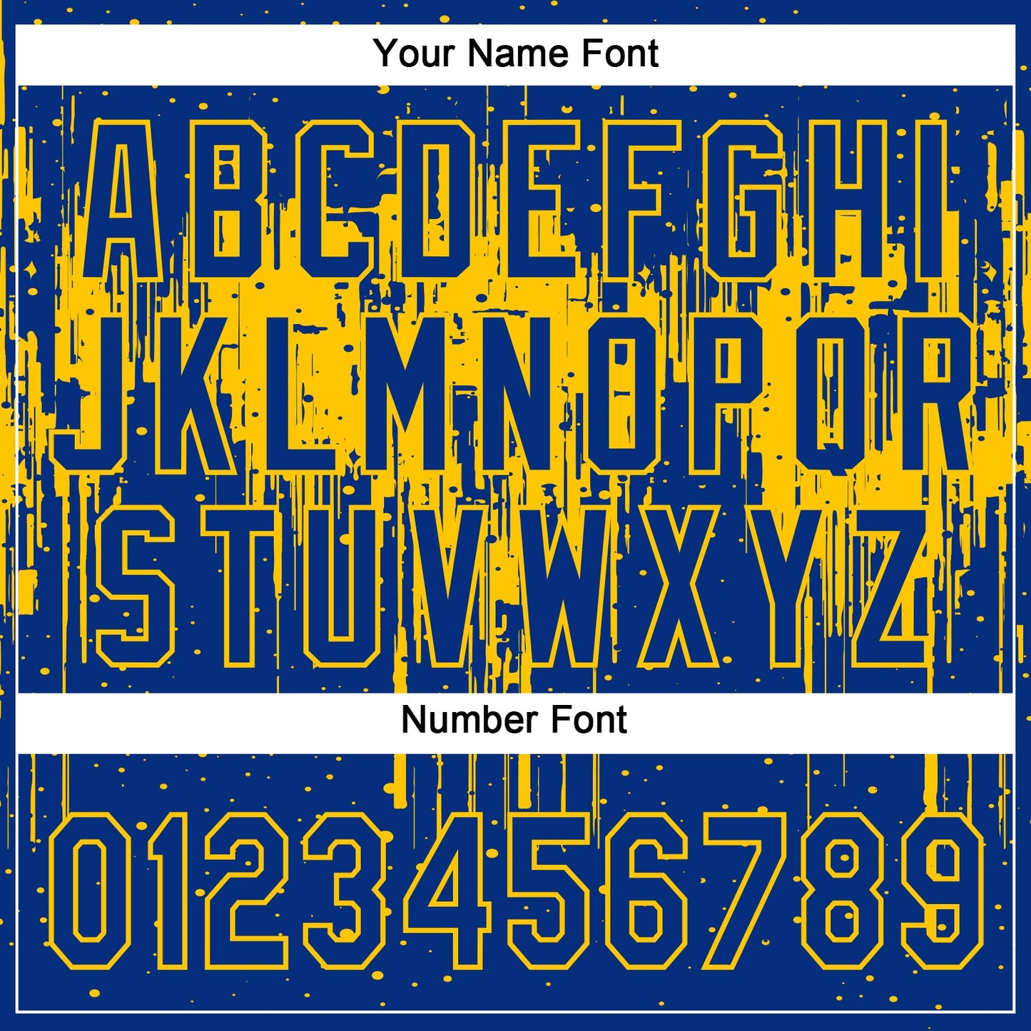 Custom Royal Yellow 3D Pattern Dripping Splatter Art Two-Button Unisex Softball Jersey view 5