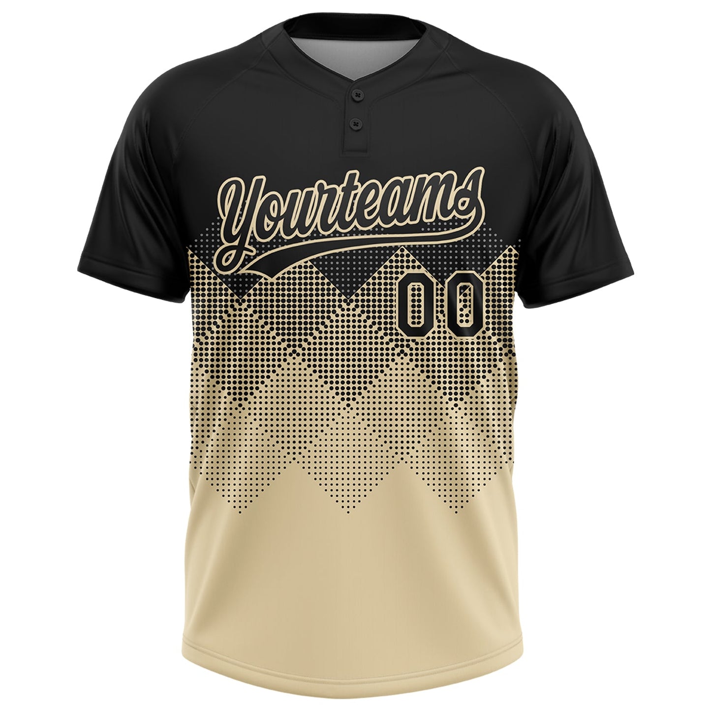 Custom Black Cream 3D Pattern Gradient Square Shapes Two-Button Unisex Softball Jersey view 2