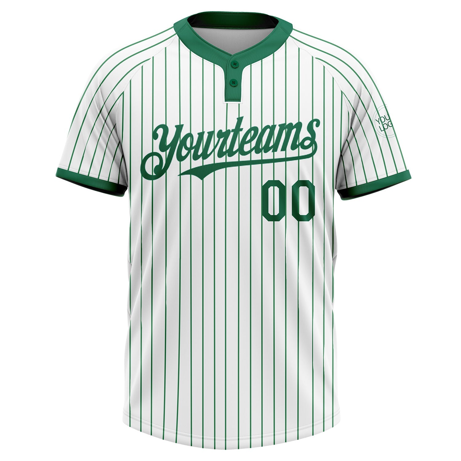 Custom White Kelly Green Pinstripe Kelly Green Two-Button Unisex Softball Jersey view 2